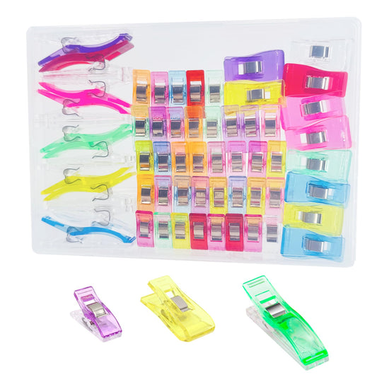 Doukey 55PCS Sewing Clips and Quilting Clips Multipurpose Plastic Clips Craft Clips Sewing Accessories Quilting Supplies Crafting DIY Supplies Assorted Colors & Size with Plastic Box