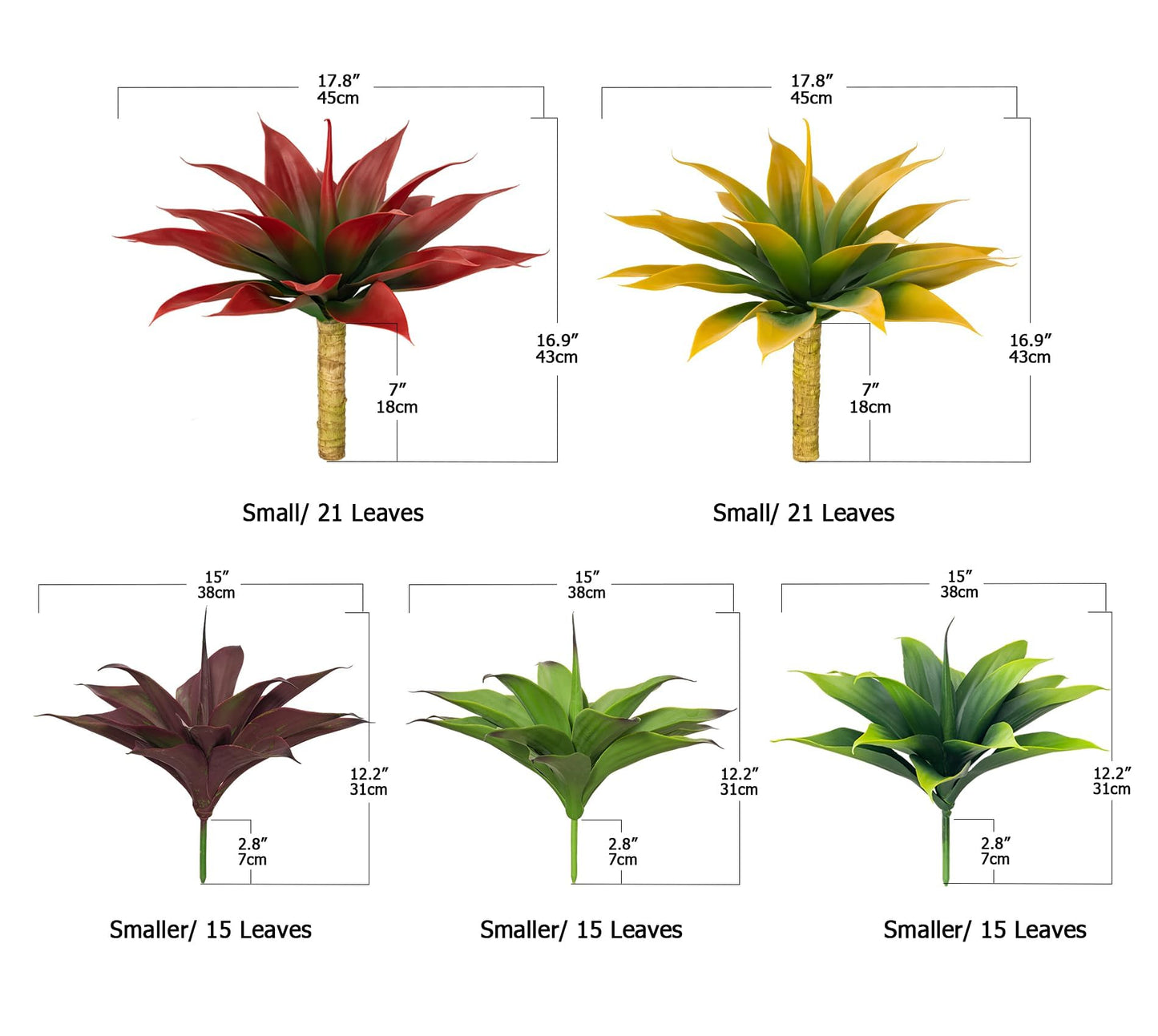 Ttranewsoo Fake Plants Artificial Agave Plants,Large UV Resistant Fake Agave Planters for Indoor and Outdoor Decorating Tropical Plant Succulents Greenery Indoor Decor((2Pack Light Green) 13.8"