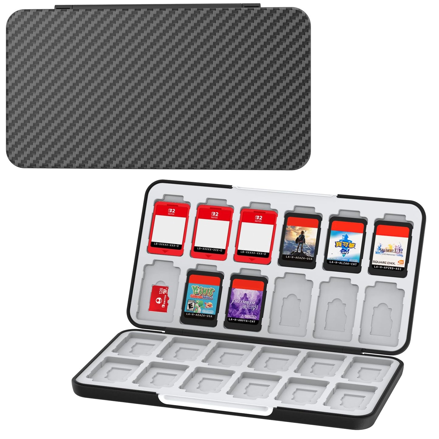 HEIYING Switch Game Card Case for Nintendo Switch 2 Accessories,Custom Pattern Memory Storage Holder with 24 Game Card Slots and 24 Micro SD Cards Slots