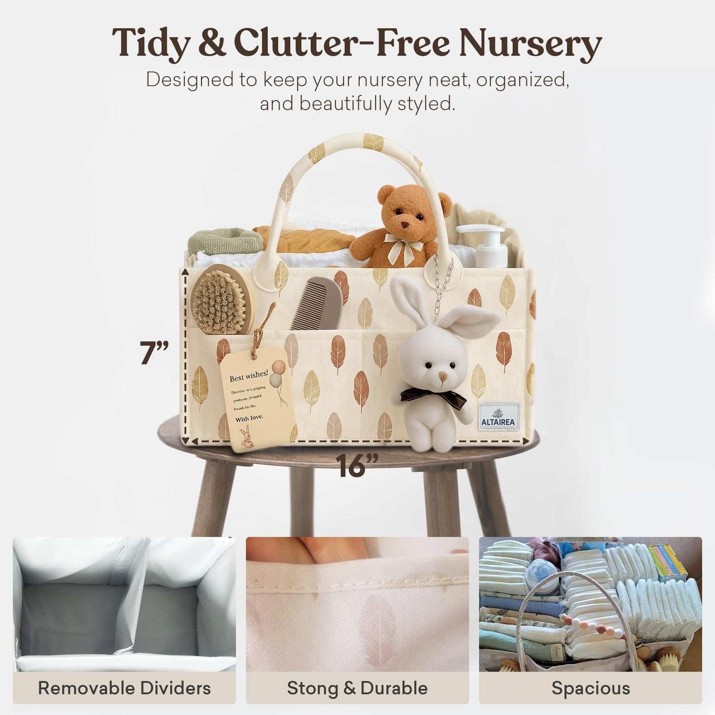 Baby Diaper Caddy Organizer with Plush Toy – Portable Felt Storage Caddy for Nursery, Car, and Changing Table – Baby Organizer Basket, Diaper Organizer, Baby hamper, Baby Shower or Newborn Gift