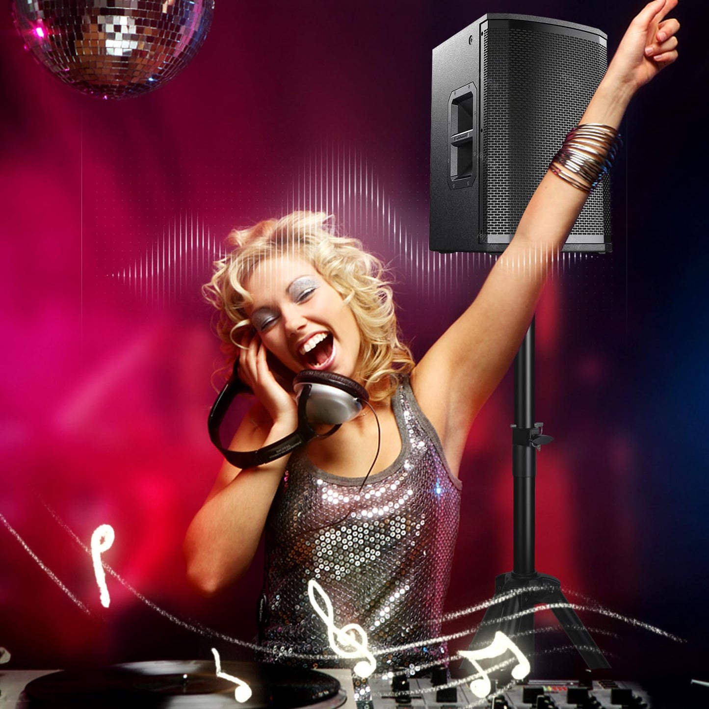 GZGDLJQ Speaker Stands Pair, Universal Speaker Tripod Stand Adjustable Height from 35 to 60 Inch Heavy Duty with 35 MM Compatible Insert for Stage