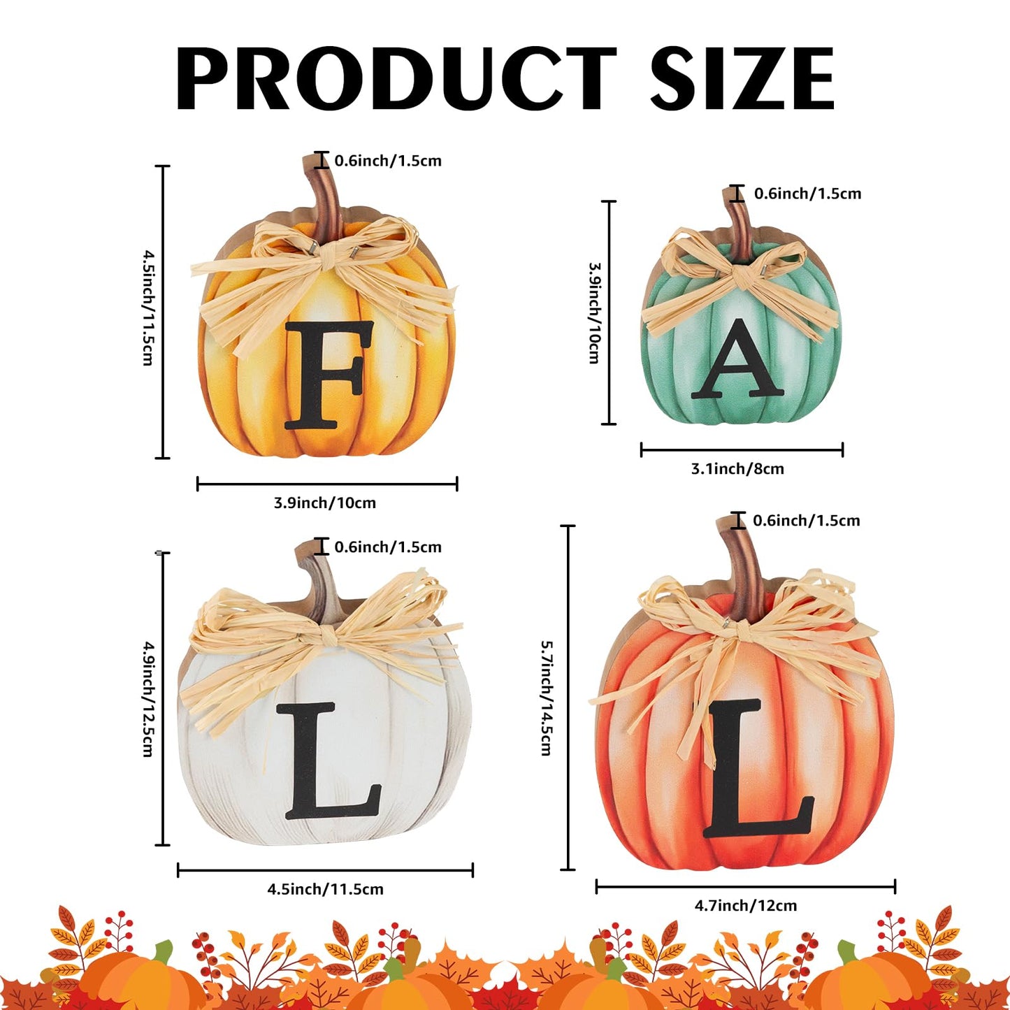 4 PCS Fall Pumpkin Wooden Signs Autumn Small Table Decoration Tiered Tray Pumpkin Tabletop Decor for Thanksgiving Home Kitchen Harvest Party Decor