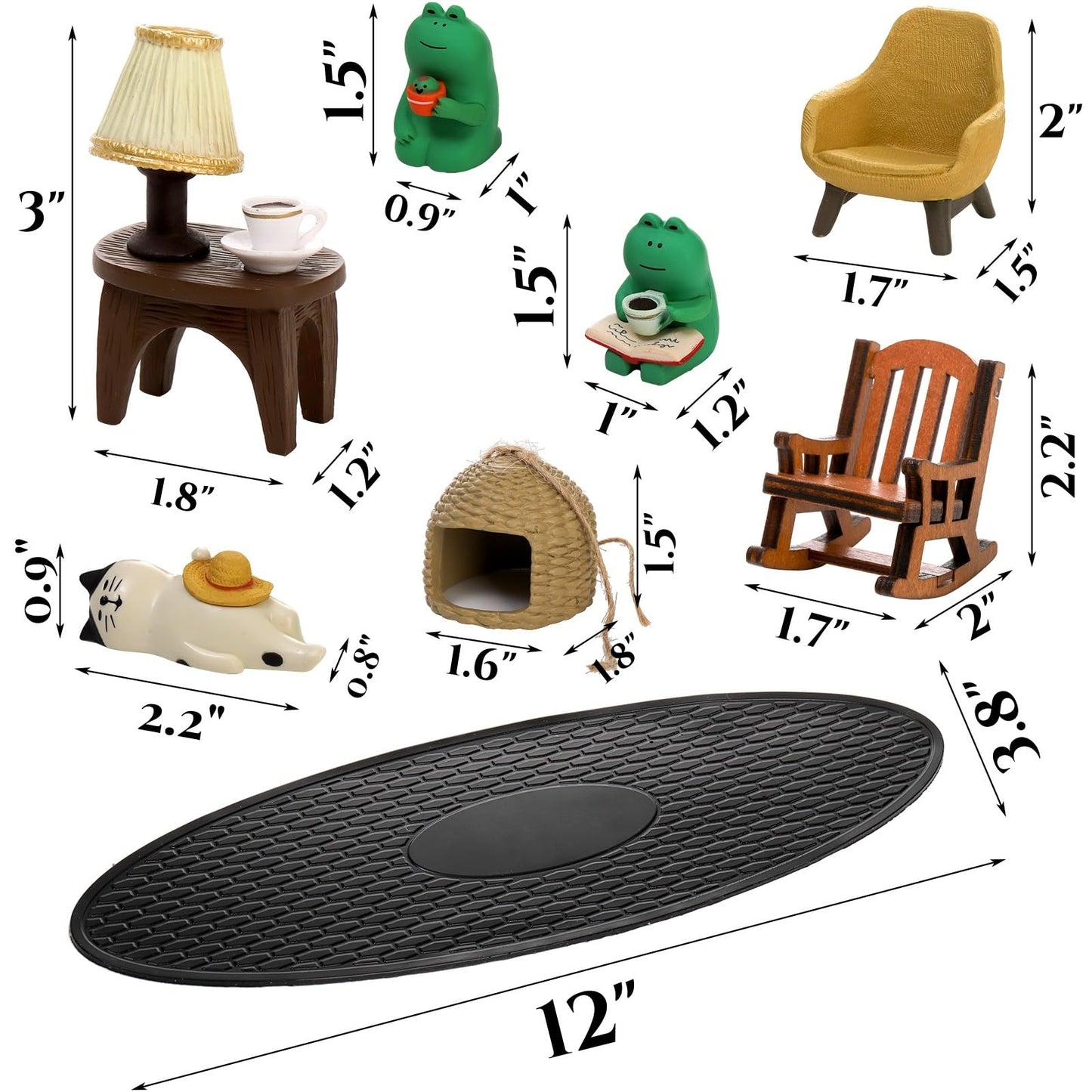 Noamus 8 Pieces Miniature Frog Figurines, Adorable Resin Collectibles Set, Cute Frog Statue Sculpture, Funny Desk Accessories for Garden Bedroom Office Decor, Plant Shelf