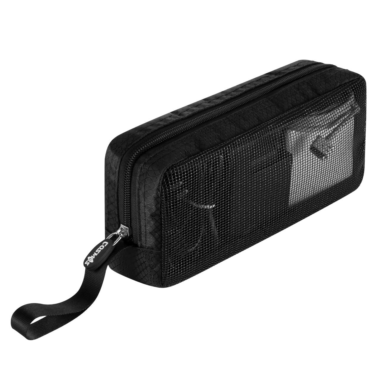 CM Travel Cable Organizer Case Portable Computer Accessories Zipper Mesh Pouch for Holding Laptop Mouse, Power Bank, USB, Adapter, Charger, Cellphone and Cosmetics (Case ONLY)