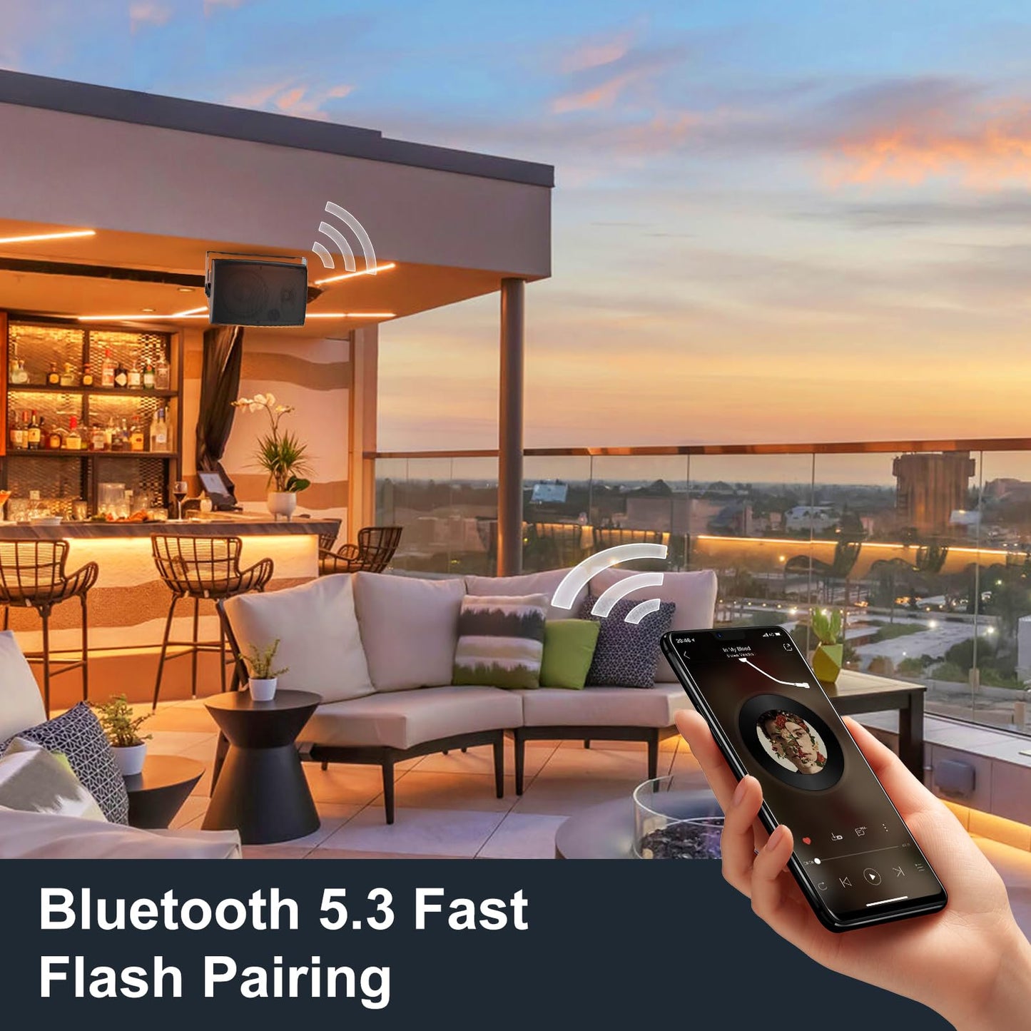 STUDIOFINIX 6.5 Inch 400W Outdoor Bluetooth Speakers Waterproof Wired, Wall Mount Speakers All-Weather Durability for Patio, Covered, Deck, Porch, Pool(Pair, Black)