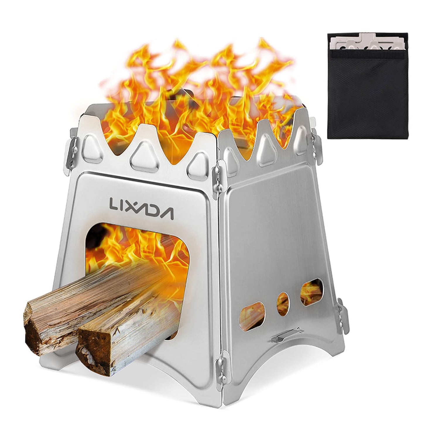 Lixada Camping Stove Wood Burning Stoves Portable Backpacking Stove Stainless Steel Alcohol Stove for Outdoor Camping Hiking Backpacking Picnic BBQ