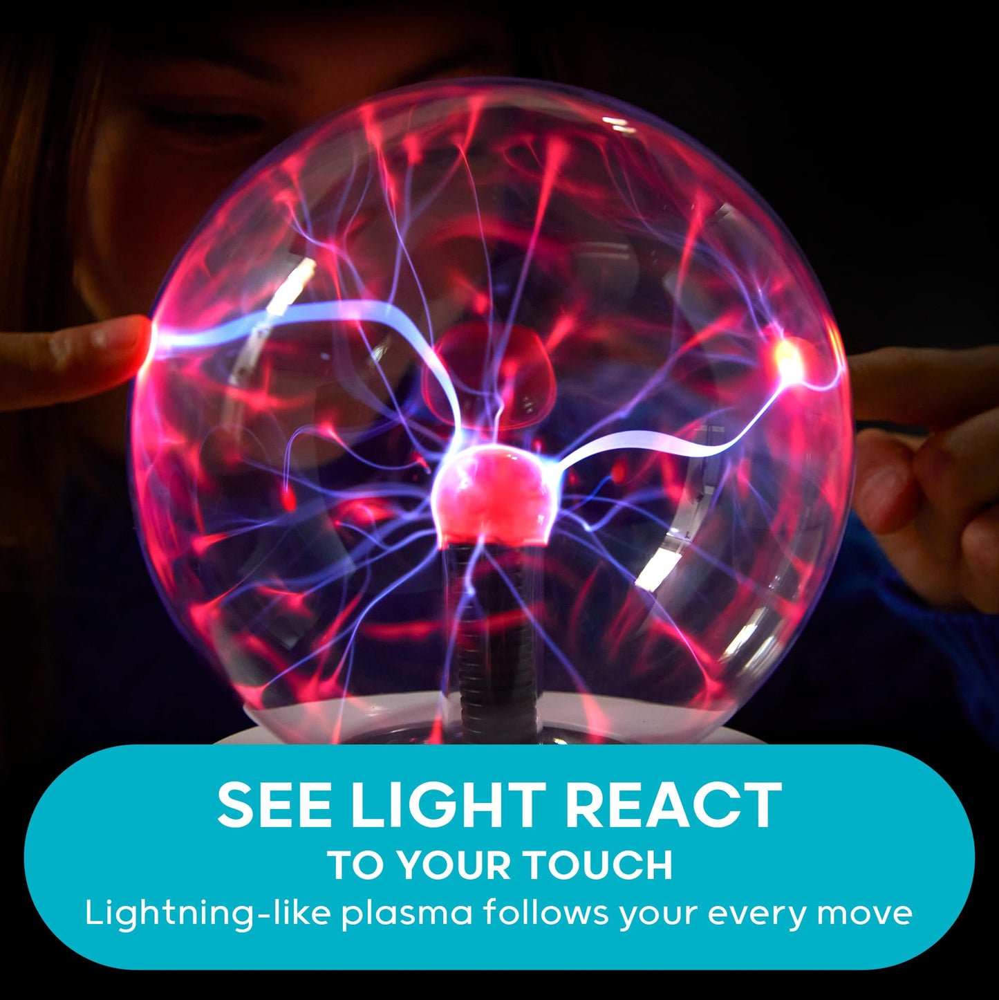 Discovery #MINDBLOWN Plasma Globe Lamp - Touch and Sound Sensitive Lightning, Electric Plasma Ball Interactive Novelty Toy, Bedroom & Desktop Home Décor, Tesla Coil Light Plasma Orb