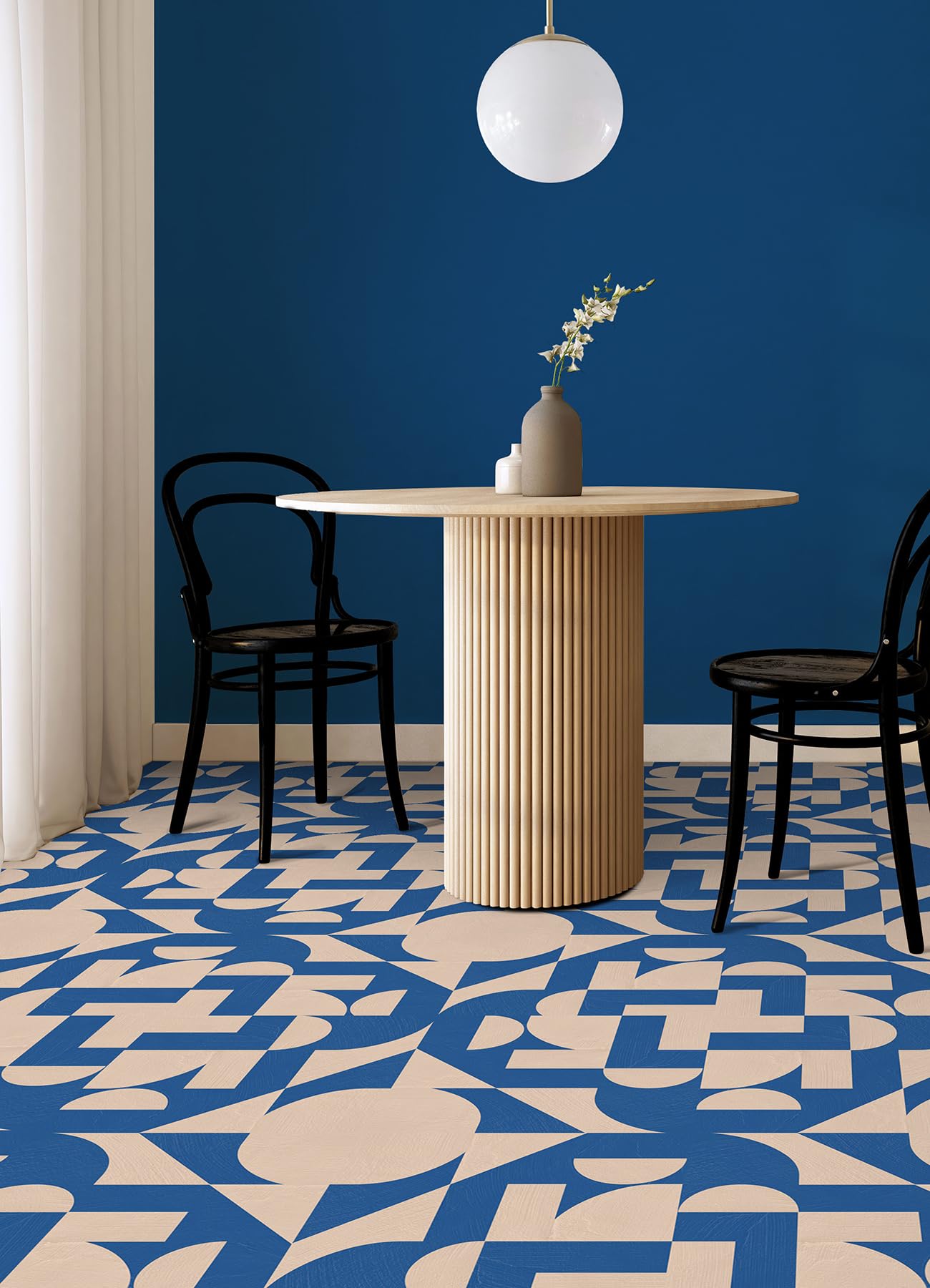 FloorPops x Very Gay Paint Gia Metric Coral and Blue Peel and Stick Floor Tiles, FP6335