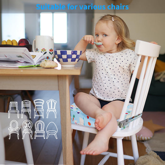 Toddler Booster Seat for Dining Table, Stronger Support Double Safe Straps Booster Seat Dining Toddler, Portable Travel Increasing Cushion (Blue Rabbit)