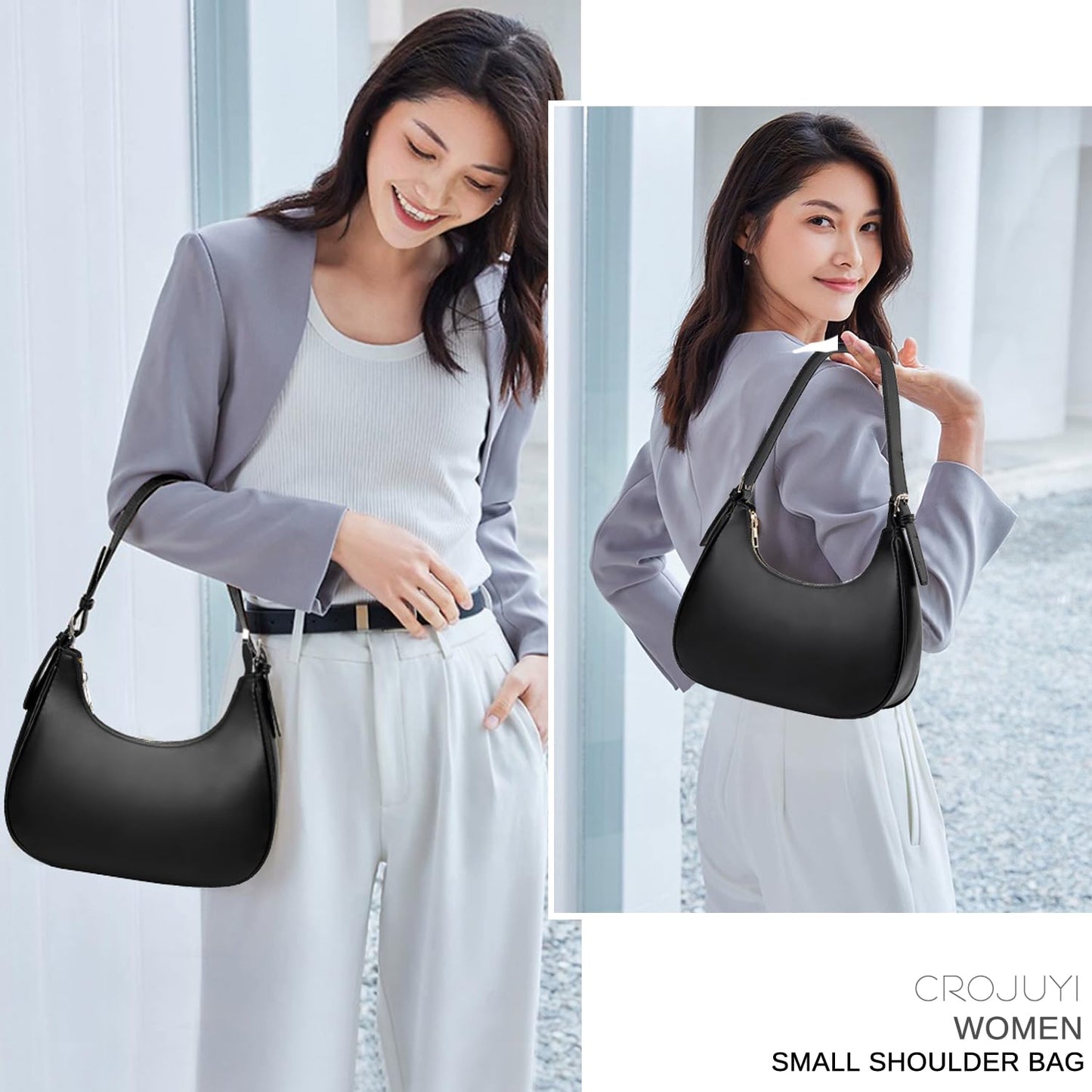 CROJUYI Small Crescent Shoulder Bags Purses for Women Retro Classic Clutch Hobo Tote Purse and Handbag Cute Crossbody Bags