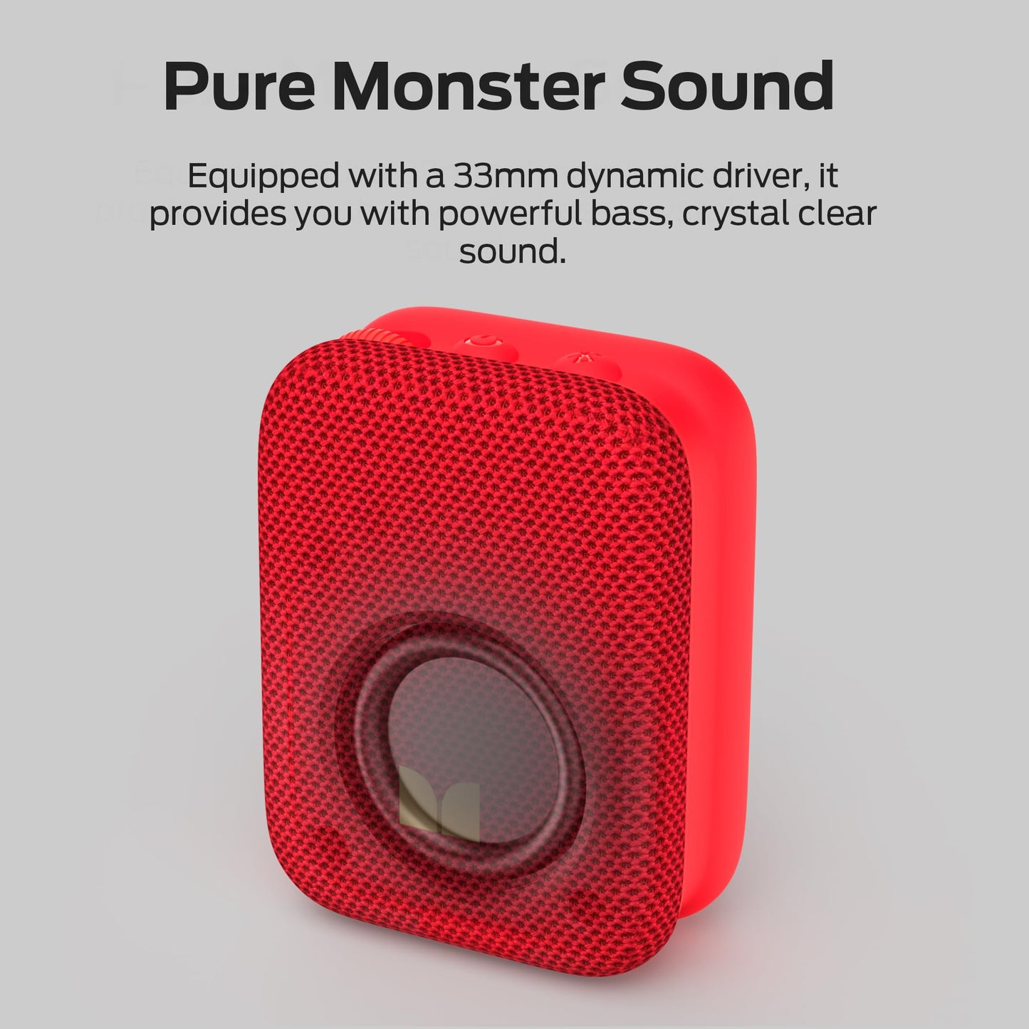 Monster Atomic Atom Wearable Bluetooth Speaker with Mics for Hands-Free Calls, IPX5 Waterproof, Compact and Portable Speaker for Workout, Cycling, Red