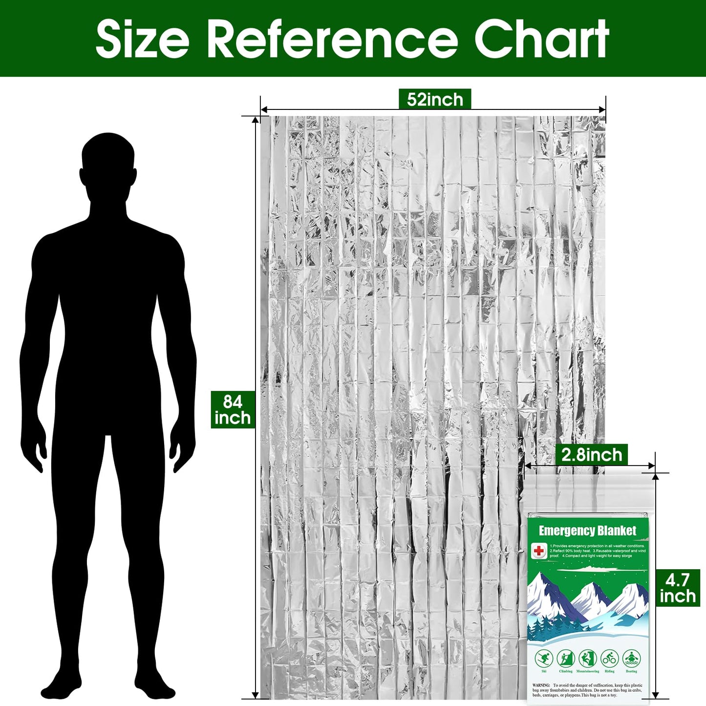 CXYARY 30 Pack Emergency Mylar Thermal Blanket, 84” x 52” Space Blankets, Emergency Thermal Blanket Space Rescue Survival Gear Camping for Outdoors, Hiking, Camping Survival