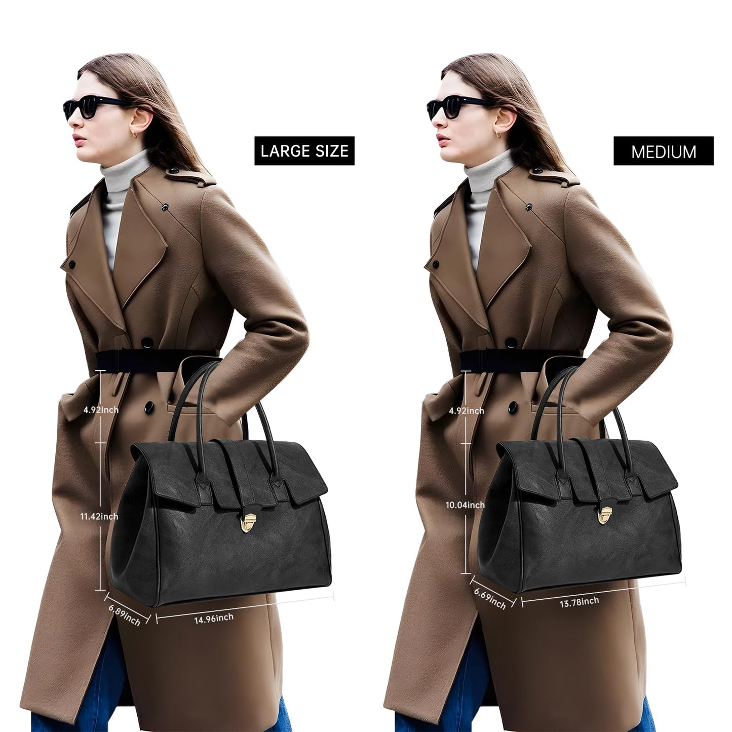 hibear Leather Tote Bag for Women,Luxury Designer Handbags Large Capacity Work Tote Bag Trendy Clutch Purse With Top-handle