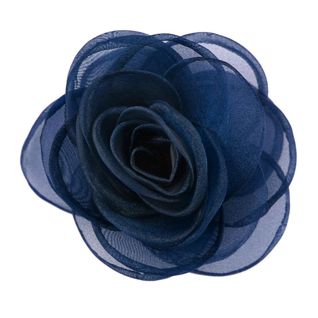 Rose Flower Hairpin Hair Clip Rose Floral Brooches for Women Hair Accessories Wedding (Blue)