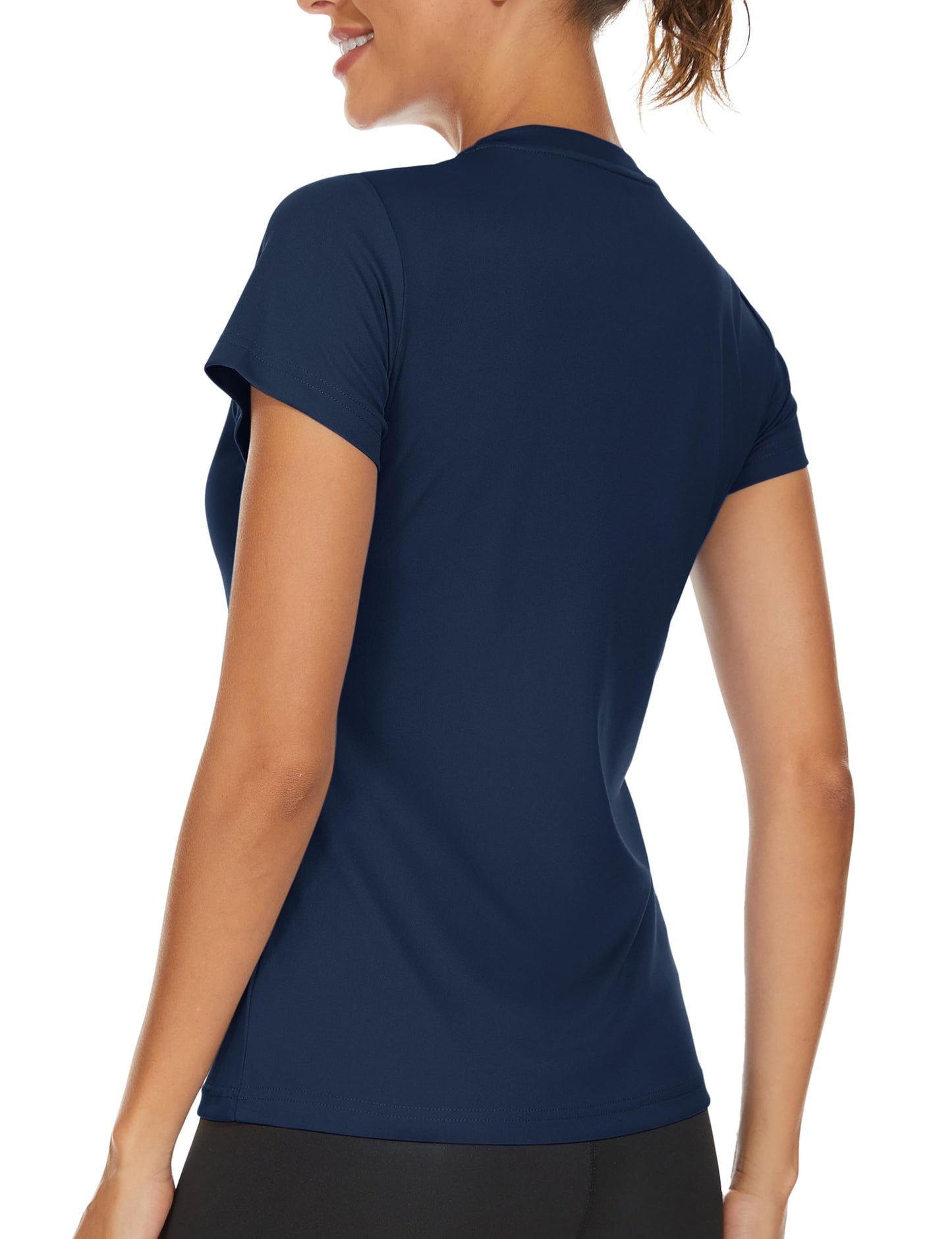 TACVASEN Workout Tops for Women UV Protection Shirts UPF 50+ Short Sleeve Rash Guard Quick Dry Hiking Shirts Navy S
