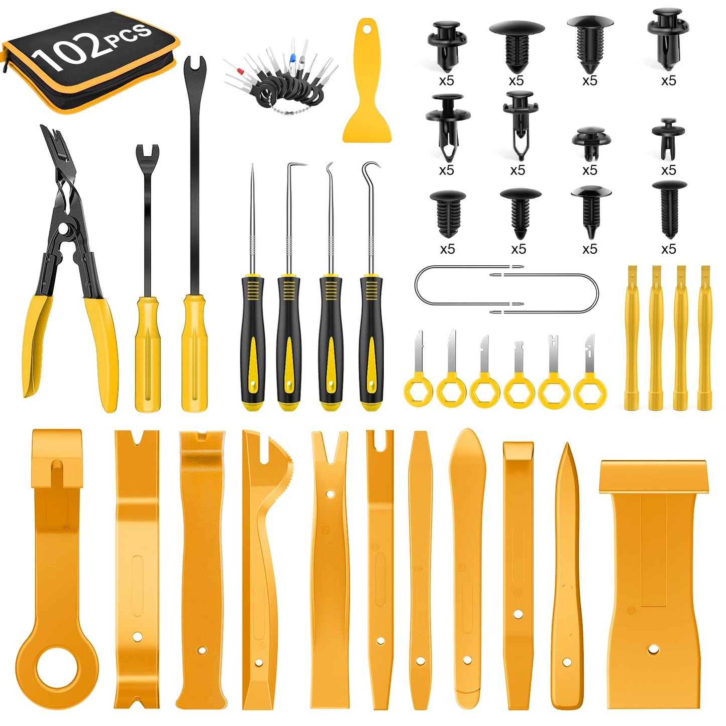 GOOACC 975Pcs Car Push Retainer Clips & Auto Fasteners Assortment 33 Most Popular Sizes Bumper Fender Rivets with Cable Ties Remover for Ford GM Toyota Honda Chrysler BMW Benz Audi Nissan Mazda Subaru