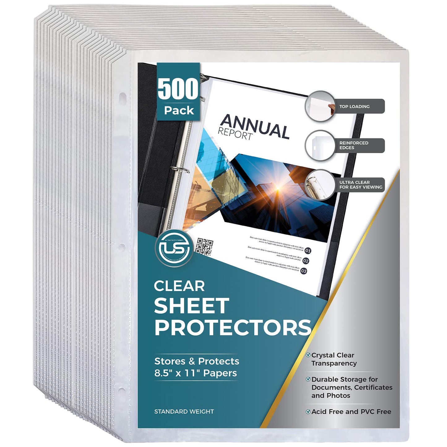 Sheet Protectors, 200 Count Clear Page Protectors for 3 Ring Binder, Top Loading Plastic Sleeves 8.5 x 11 inch