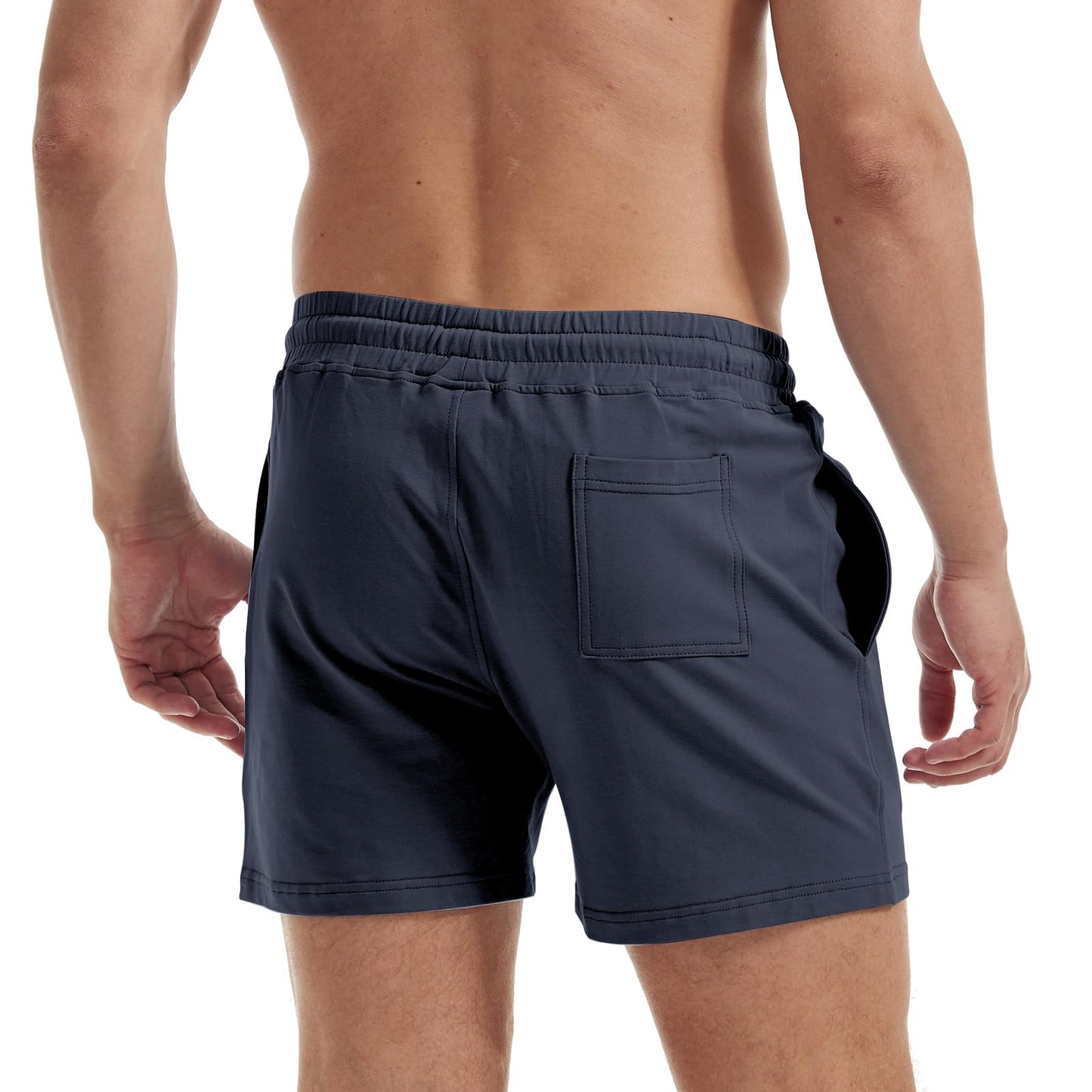 AIMPACT Mens Workout Sweat Shorts 5 Inch Cotton Casual Fitness Mens Athletic Gym Shorts with Pockets Navy