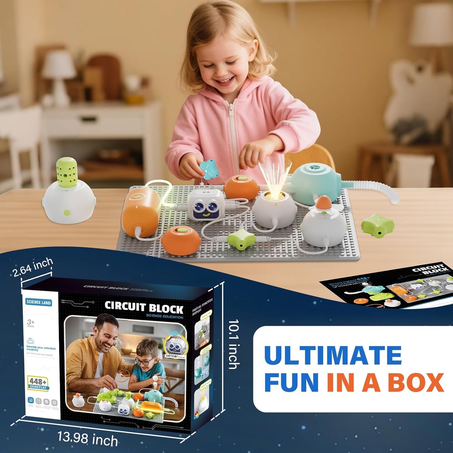 Science Kits for Kids, Circuit Exploration Kits with 448+ Electrical Circuit Projects Educational Electronics Toys for Boys & Girls Hands-On Engineering Toy, Birthday Gift for Ages 5 6 7 8 9 10 11 12