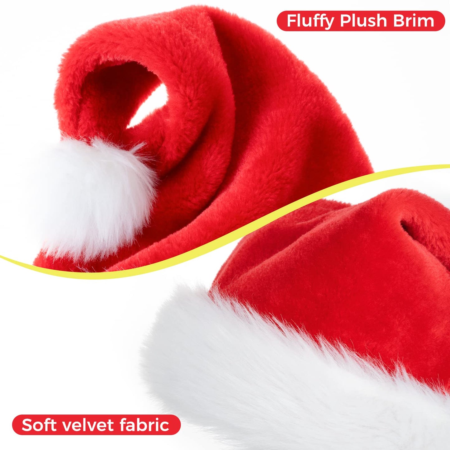 JUANANIUG Christmas Santa Hat - Adult Xmas Holiday Hat for Women & Men - Extra Thicken Classic Fur for Festive Holiday Party Supplies