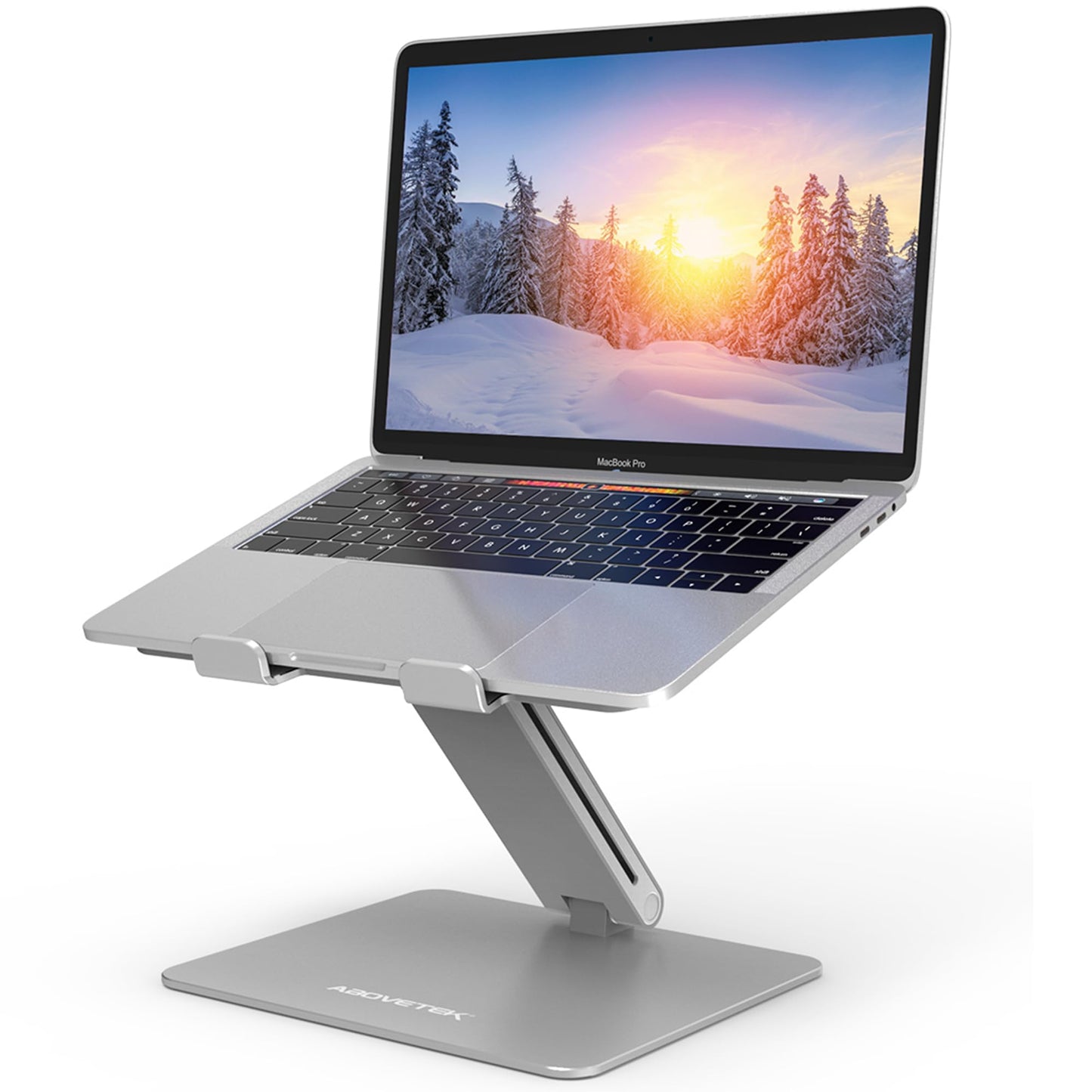 AboveTEK Laptop Stand, Adjustable Portable Computer Riser, Ergonomic Aluminum Notebook Desktop Holder for Desk, Compatible with MacBook Pro, Air, HP, Fits Up to 17 Inch Laptops, Silver