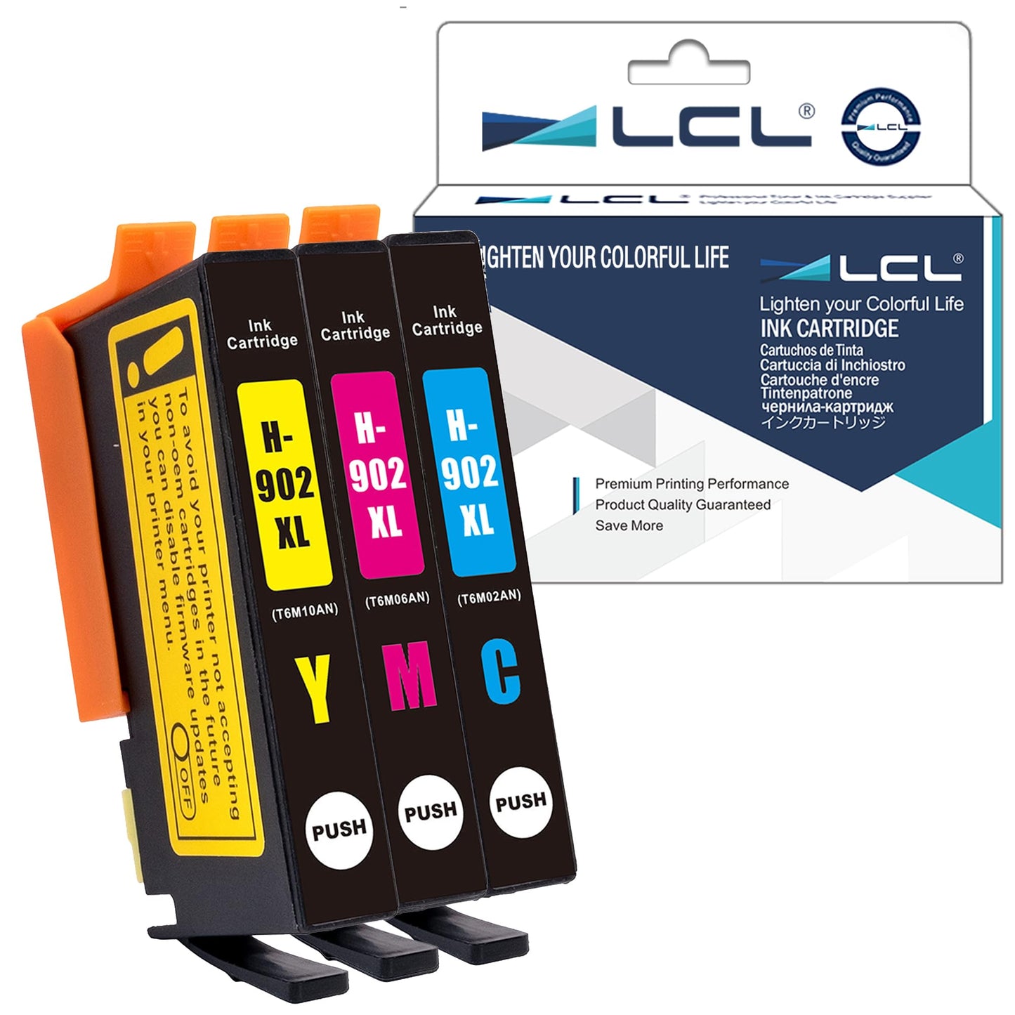 LCL 902XL Ink Cartridges Replacement for HP Ink 902 902XL Color Combo Pack 902 Ink Cartridges Compatible with HP Officejet pro 6968 6978 6962 6958 6954 6960 6950 6951 6956 6961 Printers (3-Pack,CMY)