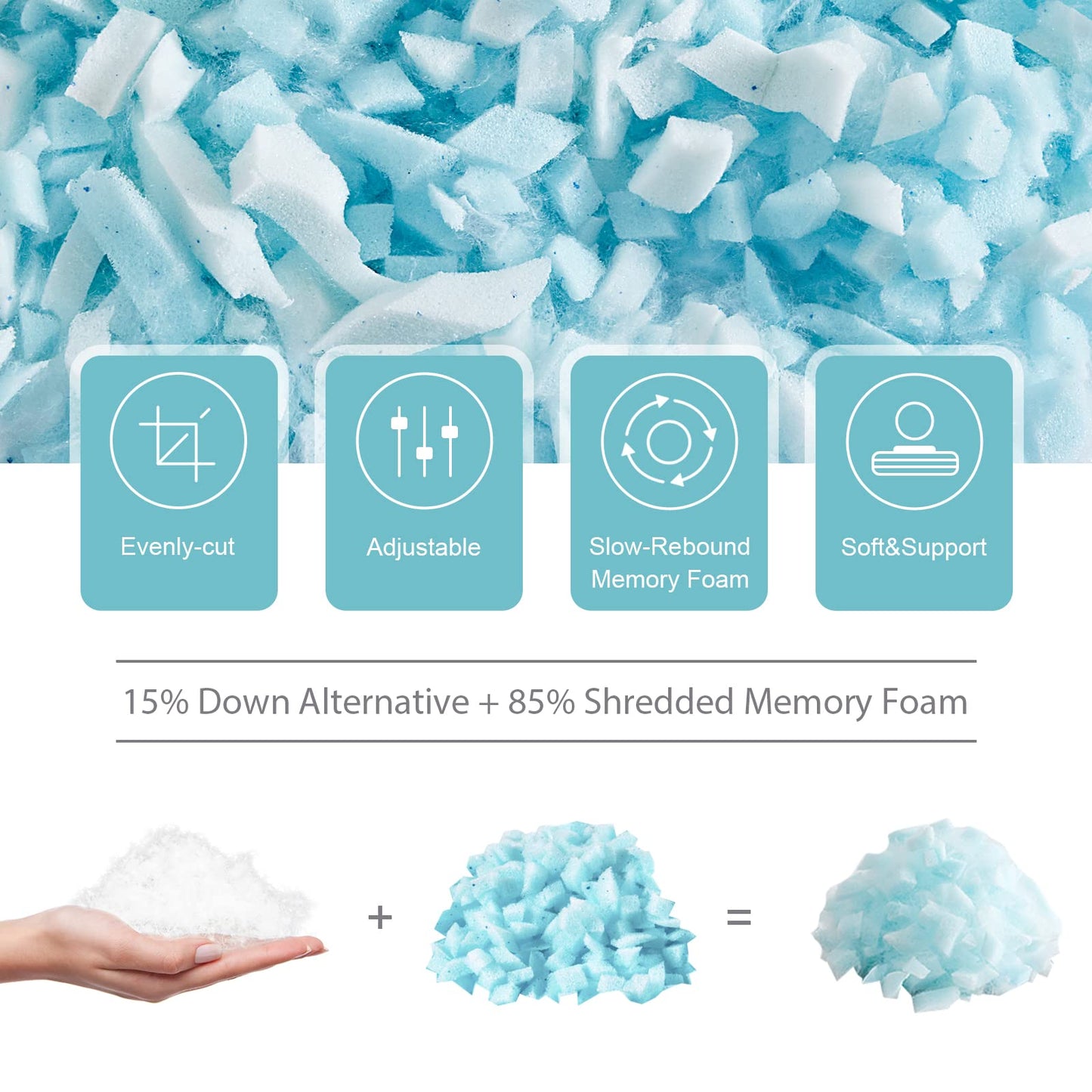 Meoflaw Cooling Pillows King Size Set of 2,Shredded Memory Foam Bed Pillows for Sleeping, Supportive King Pillows for Back & Side Sleepers,Adjustable King Size with Removable Cover