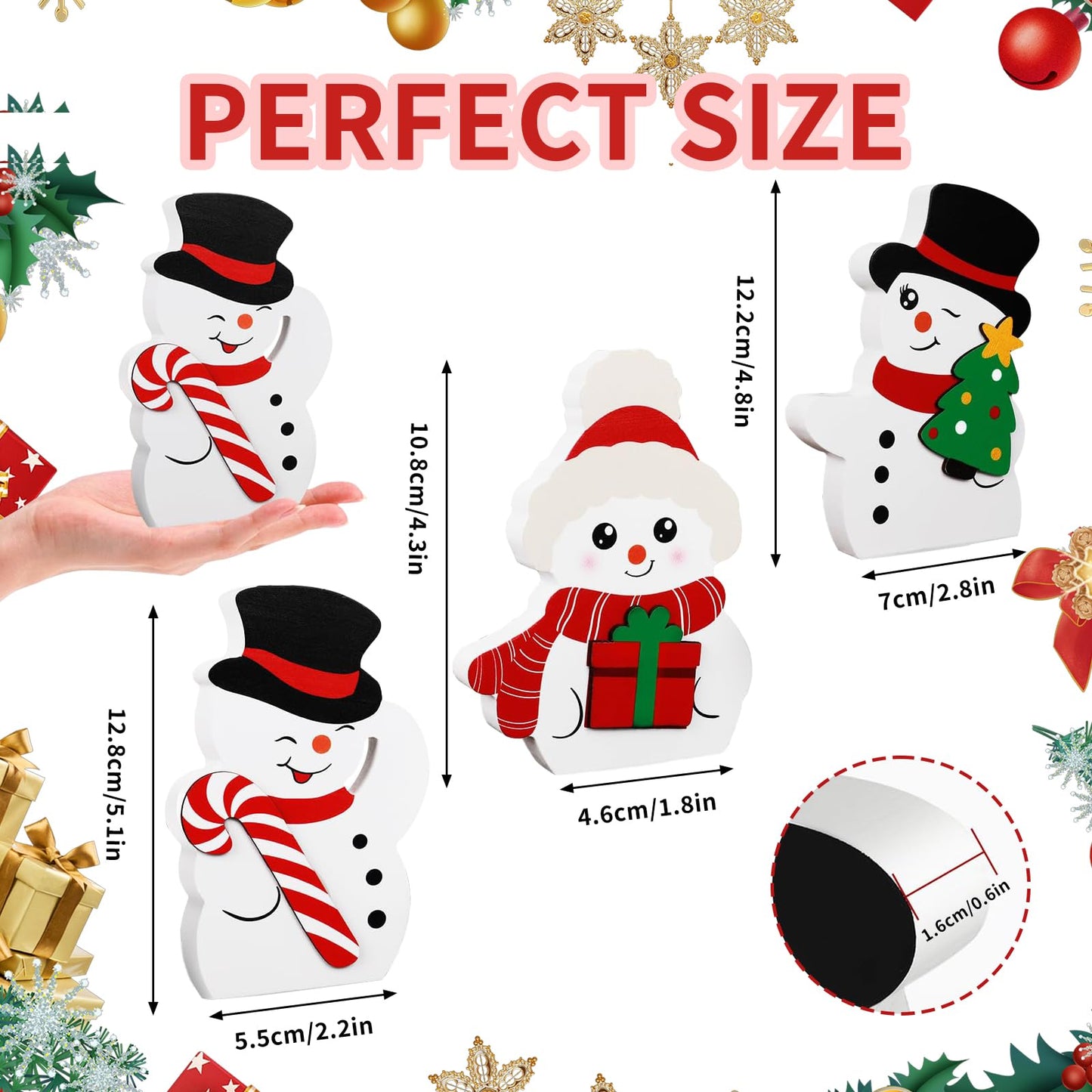 3PCS Snowman Christmas Decorations Indoor, Cute Snowman Winter Tiered Tray Decor Set, Christmas Centerpiece Ornaments Signs for Xmas Party Home Office Shelf Decor