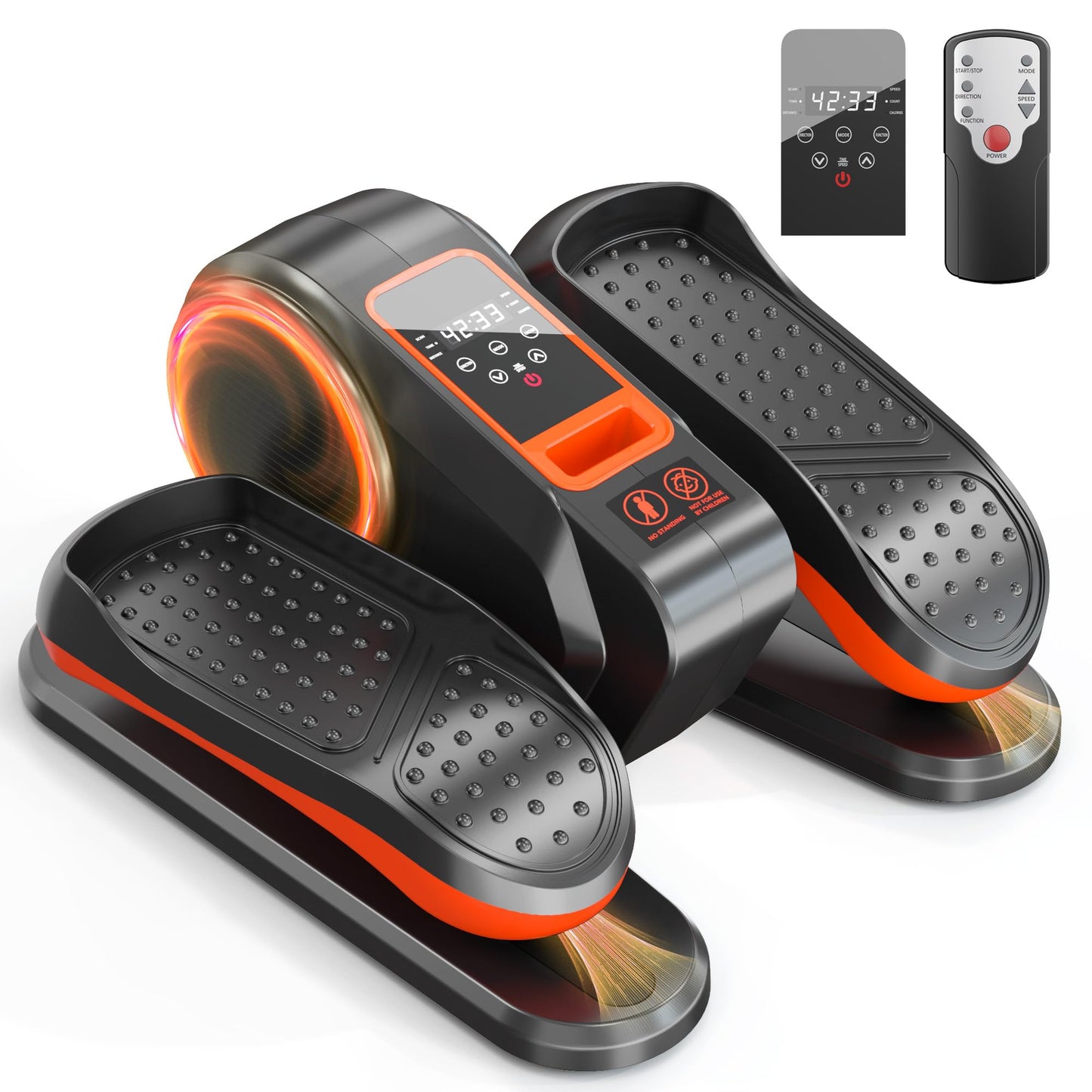 soges Under Desk Elliptical Machine, Seated Pedal Exerciser for Senior, 12 Adjustable Speeds Portable Ellipse Exerciser, Electric Quiet Ellipse Leg Exerciser, Black