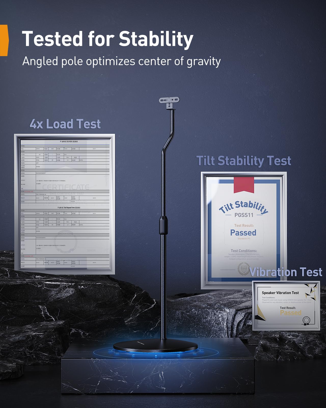 Perlegear Speaker Stand Pair, 28” to 38” Height Adjustable Surround Sound Speaker Stands for Small Bookshelf, Satellite Speakers, and Studio Monitors up to 5lbs, Tool-Free Floor Speaker Stand, PGSS11