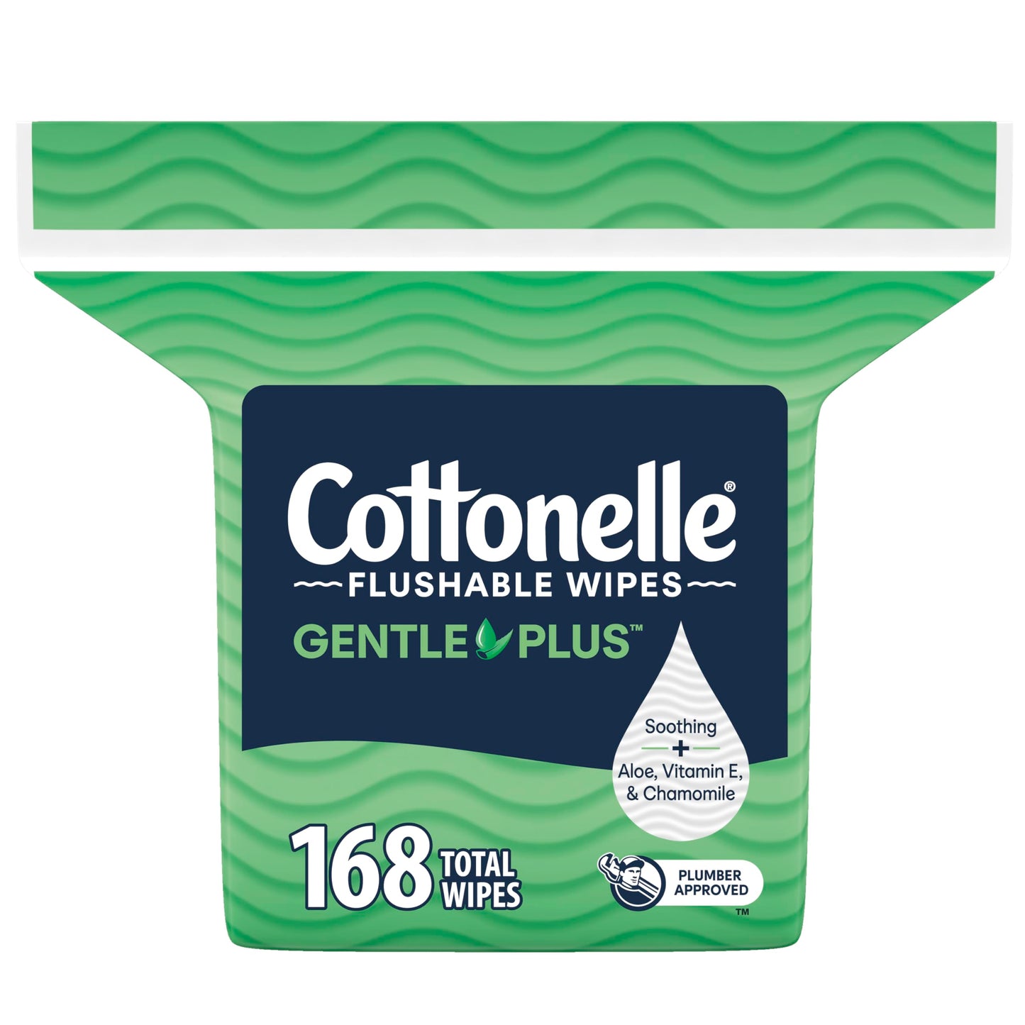 Cottonelle GentlePlus Flushable Wet Wipes with Aloe & Vitamin E, 8 Flip-Top Packs, 42 Wipes Per Pack (336 Total Wipes), Packaging May Vary
