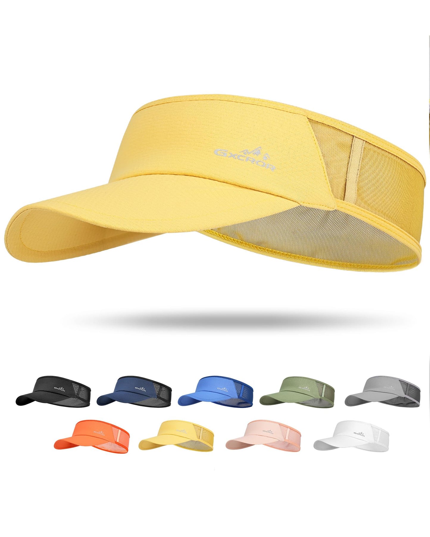 GXCROR Sports Sun Visor Hat Men Women, Lightweight Breathable Quick Dry Sports Sun Hat for Running Golf Tennis