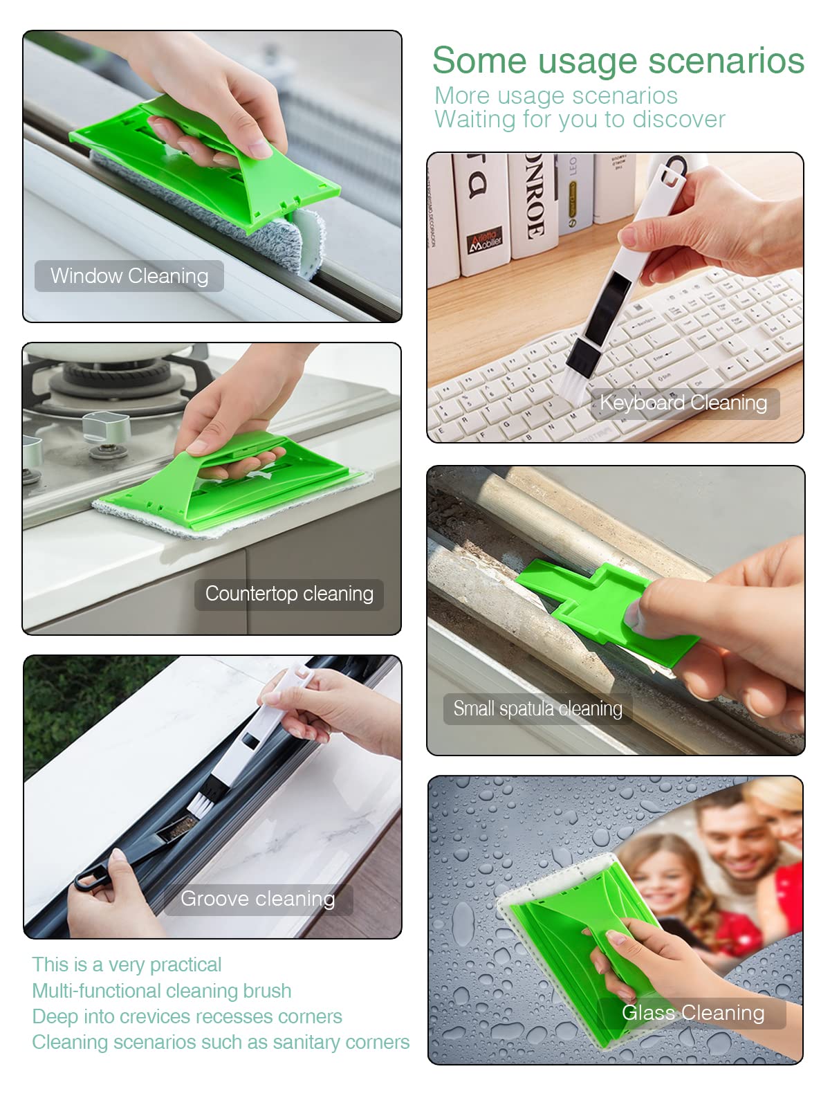 Door and Window Track Cleaning Brush Tool, Handheld Gutter Gaps, Desktop/Glass/Sliding Door/Tile line/Blinds/car Vents/air Conditioning/Keyboard Tool Gutter Brush
