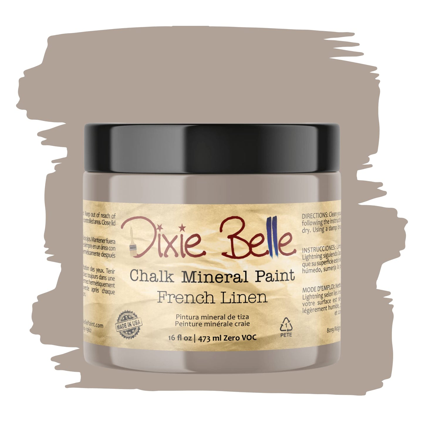 Dixie Belle Paint Company Chalk Finish Furniture Paint - French Linen (16oz) - Matte Light Taupe Chic Chalk Mineral DIY Furniture Paint