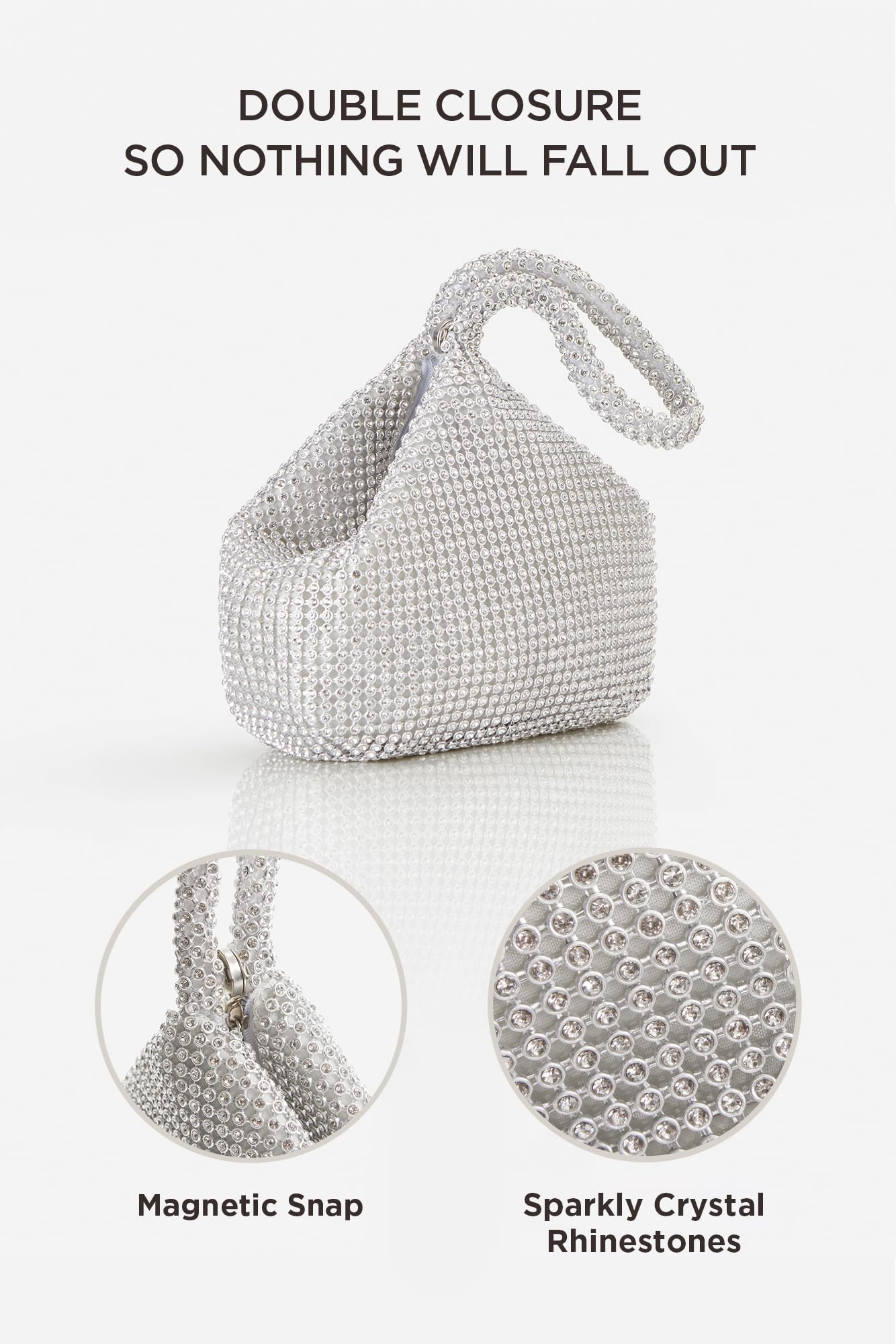 BABEYOND Women's Rhinestone Clutch Evening Bags Sparkly Glitter Triangle Purse for 1920s Party Prom Wedding