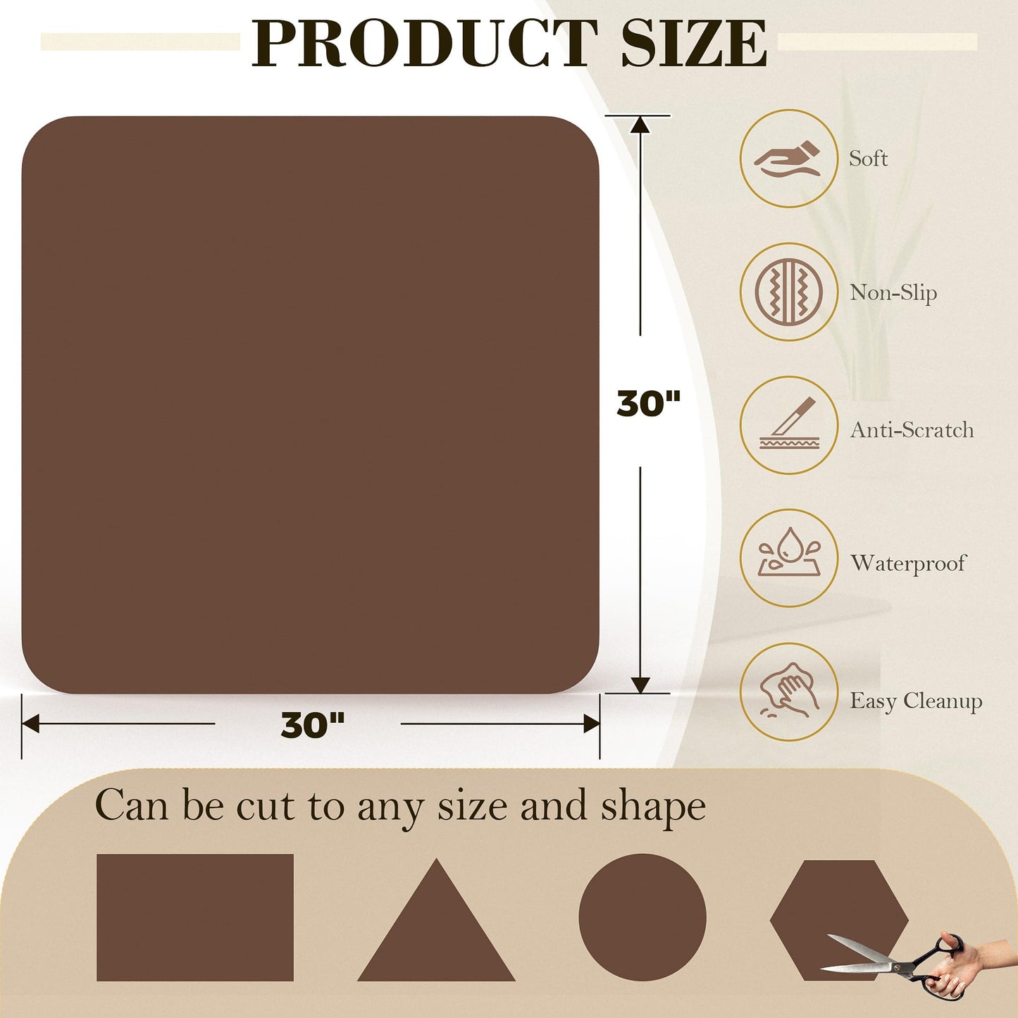 Recliner Pads for Hardwood Floors Brown, Under Recliner Mat to Keep Furniture from Sliding, Non-Slip Recliner Grippers, Anti-Slip Furniture Pads, Recliner Floor Protectors for Hardwood