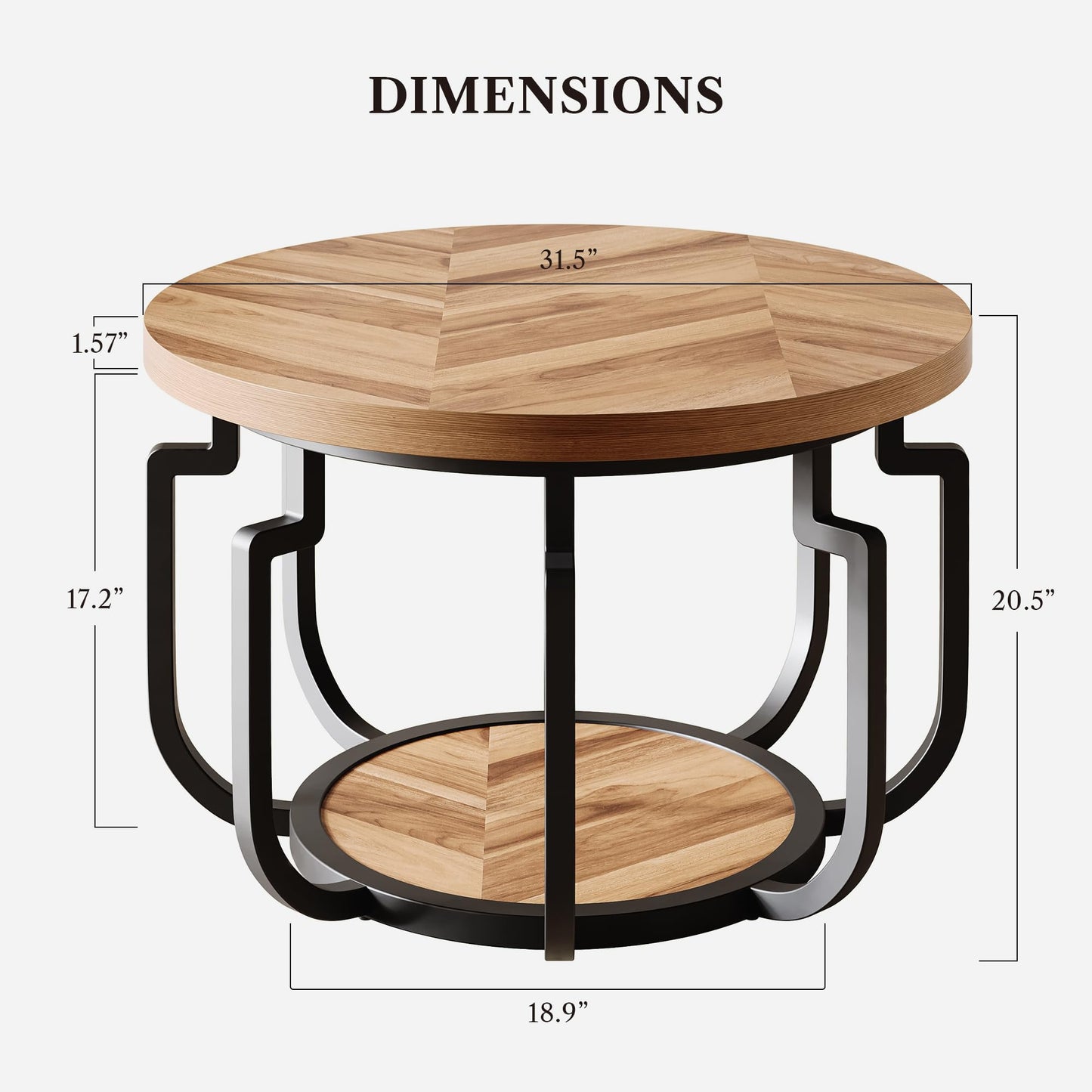 LIKEMET Round Coffee Table, 32" Circle Coffee Table for Living Room with 2-Tier Storage Shelves, Pumpkin Accent Center Table with Wood Grain Desktop for Living Room, Halloween