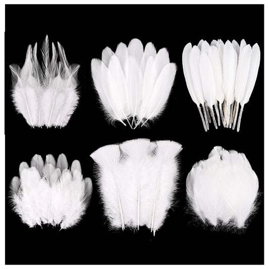 Black Craft Feathers Bulk-180pcs 6 Style Mixed Natural Feathers for Wedding Home Party, Dream Catcher Supplies and DIY Crafts (Black)