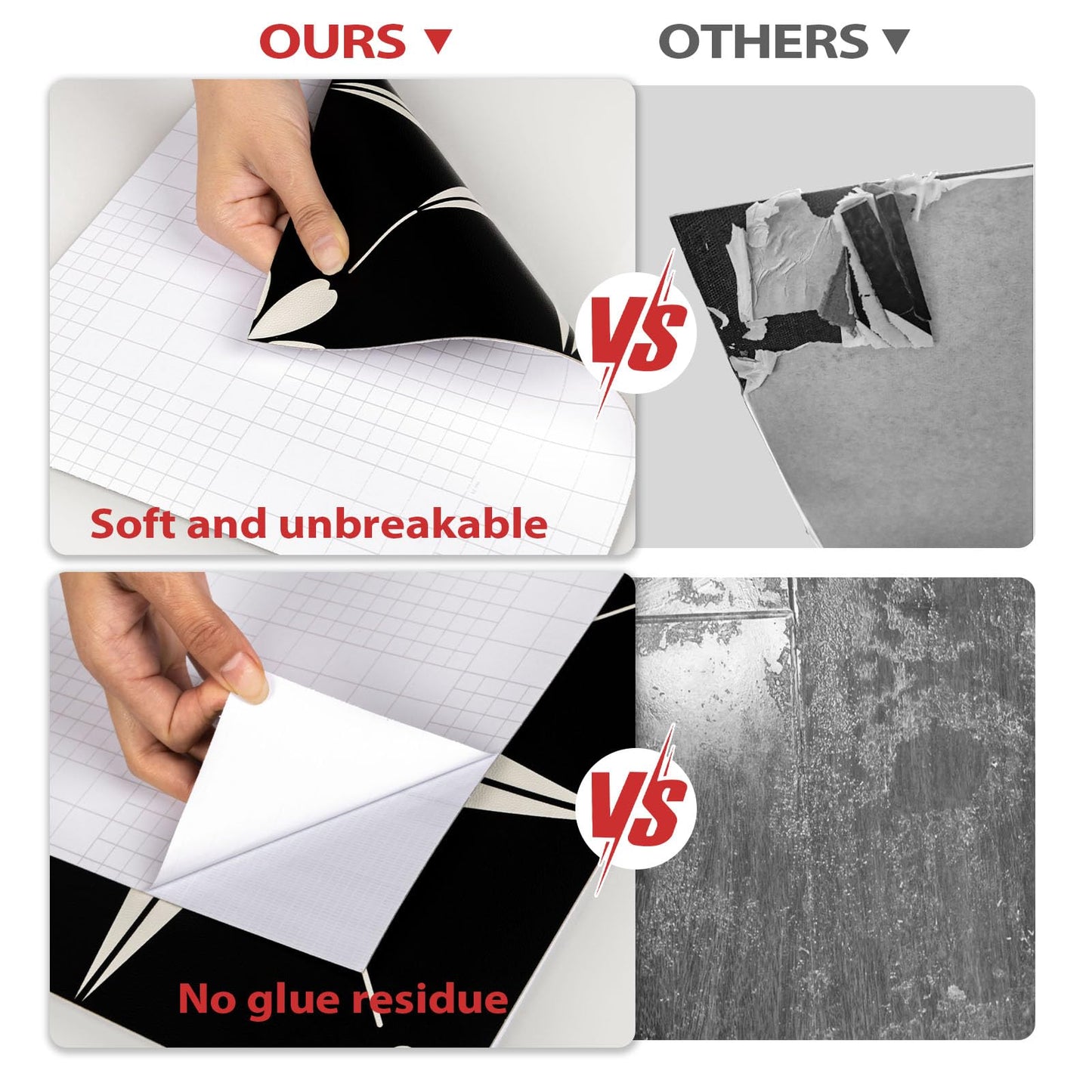 RomDeco Peel and Stick Floor Tile Waterproof, 11.81 in *11.81 in Vinyl Flooring Black, 10 Pcs Peel and Stick Flooring for Bathroom, Kitchen and Bedroom, Easy to Install Self-Adhesive