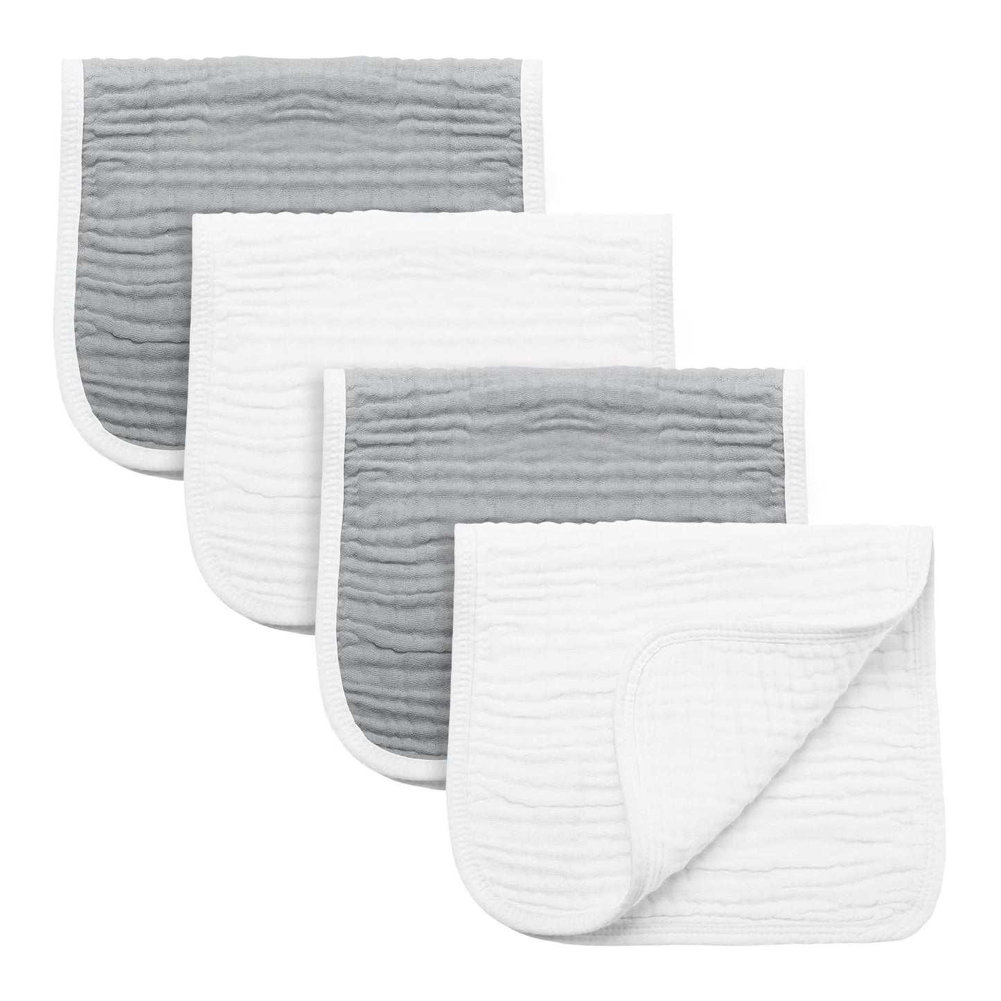 Synrroe Muslin Burp Cloths 4 Pack Large 20" by 10" 100% Cotton 6 Layers Extra Absorbent and Soft