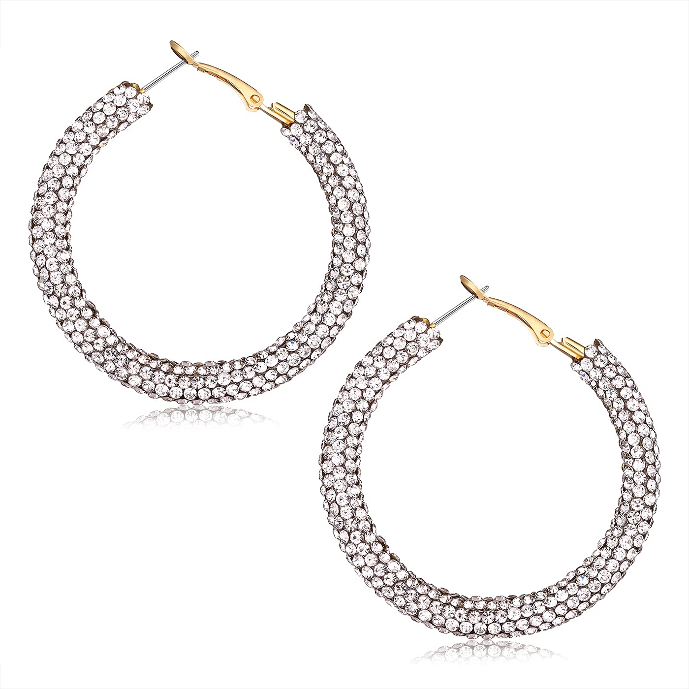 Boderier Hoop Earrings Bohemian Rainbow Leopard Sparkle Pave Crystal Rhinestone Wrapped Hoop Earrings for Women