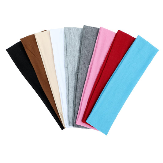 9Pcs Headbands for women Non Slip Headband, Soft Elastic Hair Bands for Women's Hair, Fashion Cotton Cloth Stretchy Sweat Bands Headbands for Sports, Makeup, Gym, Running, Yoga, Workout (9Colors-A)