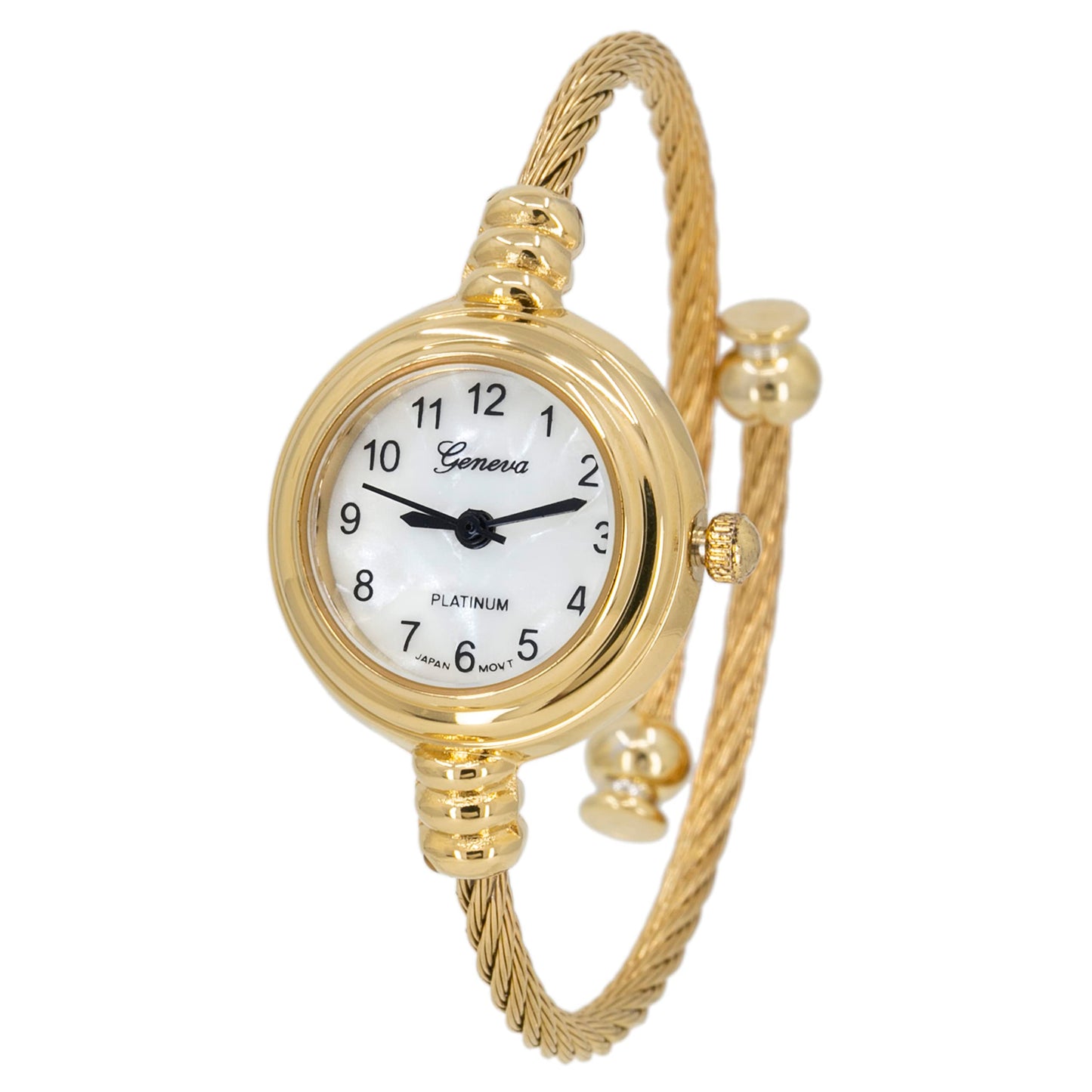 Blekon Original Elegant 23mm Round Analog Display Watch for Women with Arabic Numerals and Cable Cuff Bangle