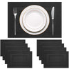 PIGCHCY Placemats Set of 8 Washable Durable Placemat Vinyl Heat Resistant Non-Slip Table Mats Indoor Outdoor (Pure Black)