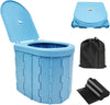 Upgrade Portable Foldable Toilet, Outdoor Toilet for Camping Hygiene & Sanitation, Emergency Potty for Truck Travel Hiking Fishing Long Trip, Floding Toilet with lid, storage bag, and 15 pc trash bags