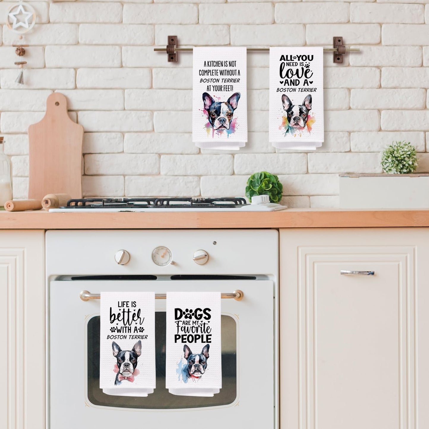 SPBL&L Boston Terrier Gifts for Women,Boston Terrier Decor Kitchen Bathroom Hand Dish Towels Set of 4,16x24 Inches