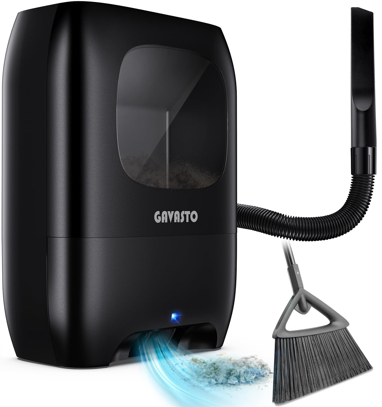 GAVASTO Pro Touchless Vacuum Automatic Dustpan - Ultra Fast & Powerful - Great for Sweeping Salon Pet Hair Food Dirt Kitchen, Canister Vacuum Cleaner Trash Can, Bagless, Auto Sensors, 1500 Watt-Black