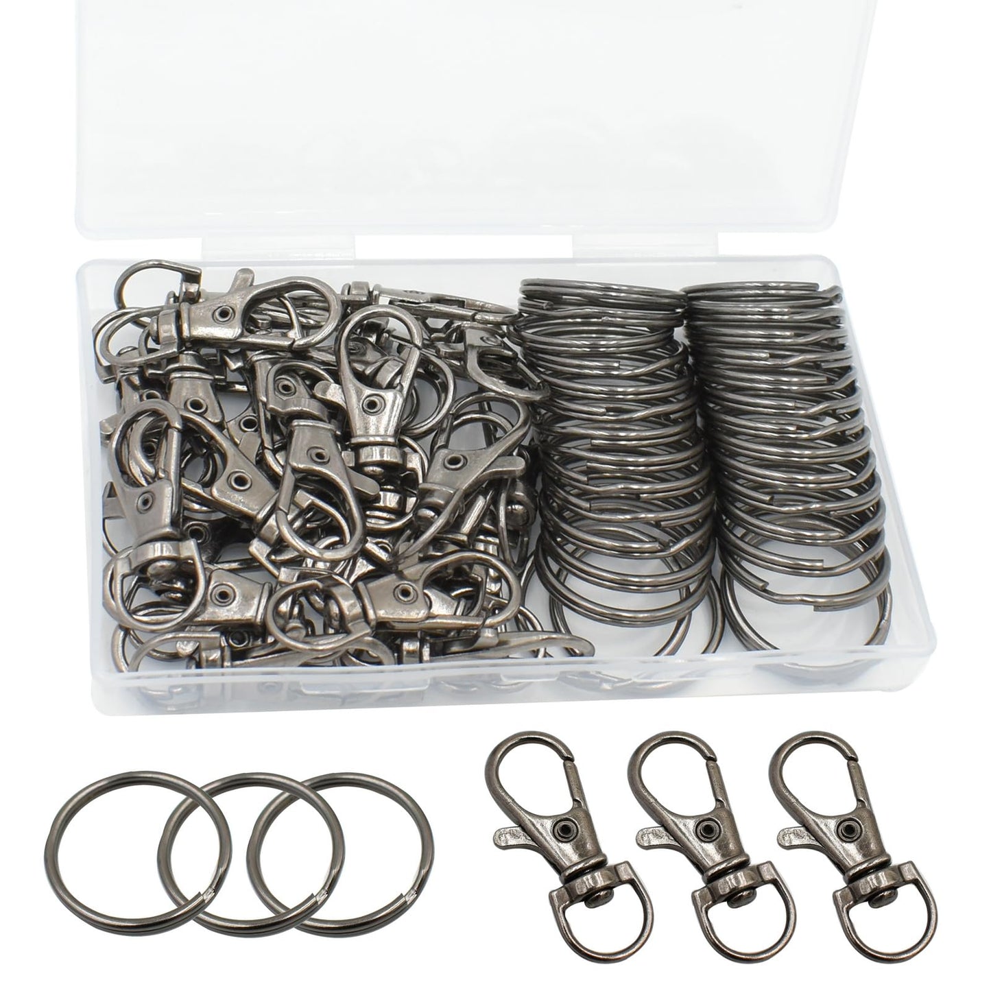 60 Pcs Premium Bronze Swivel Clasps Lanyard Snap Hooks with Key Rings, Key Chain Clip Hooks Lobster Claw Clasps for Keychain Clip Lanyard, Jewelry Making, DIY Crafts