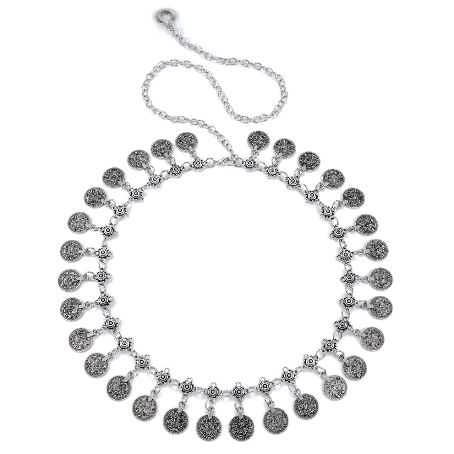 CHIC DIARY Metal Chain Belt for Women Gold Silver Coin Pendant Waist Belt Adjustable Belly Dance Belts for Dresses