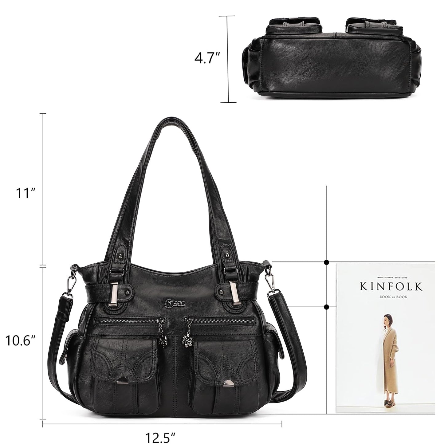 Purses and Handbags for Women Large Hobo Shoulder Bags Soft PU Leather Multi-Pocket Tote Bag